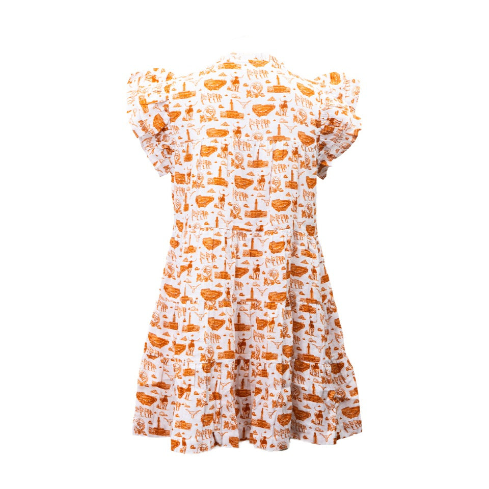Stewart Simmons Toile Flutter Sleeve Dress