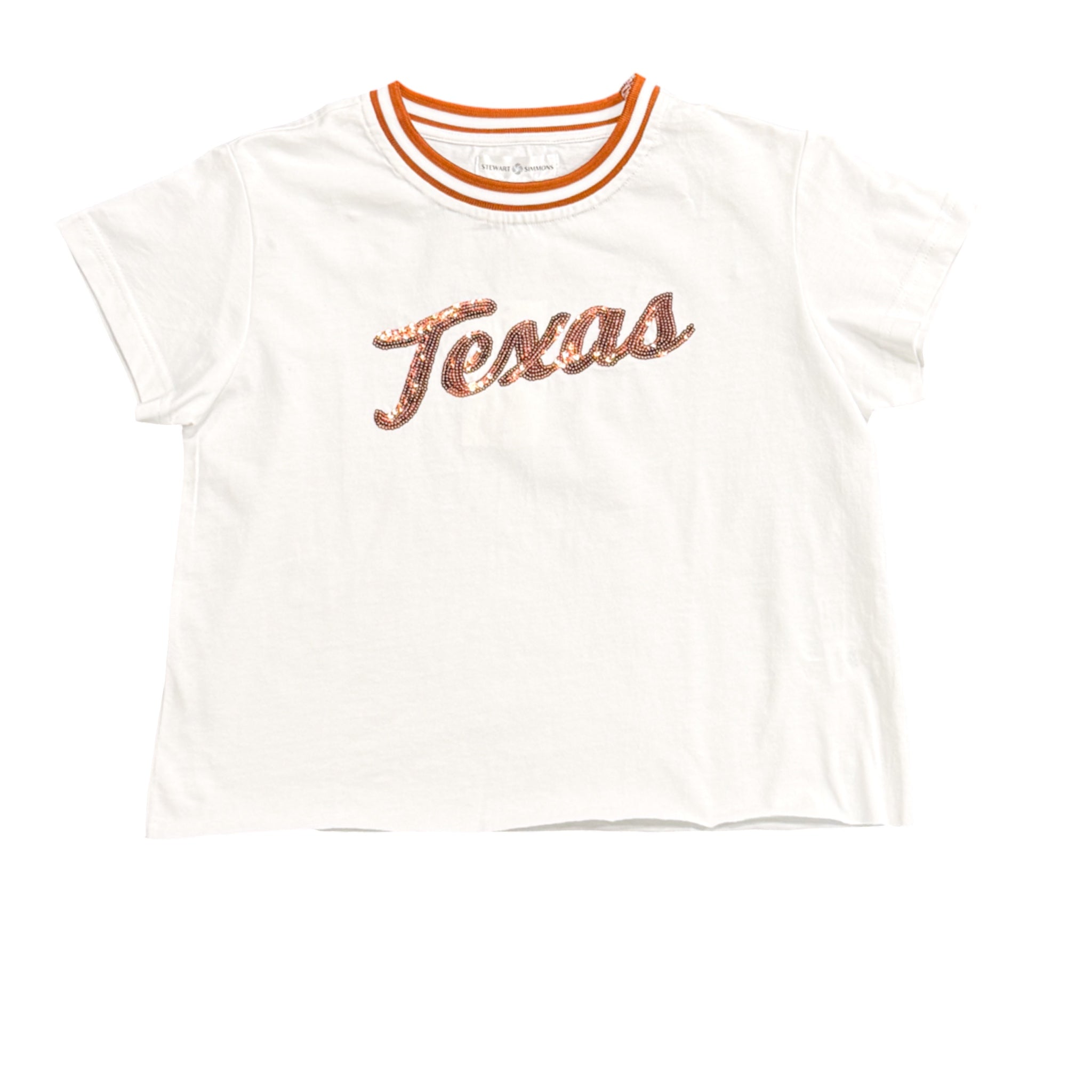 Stewart Simmons Texas Longhorns Gram Slam Sequin Baseball Tee White