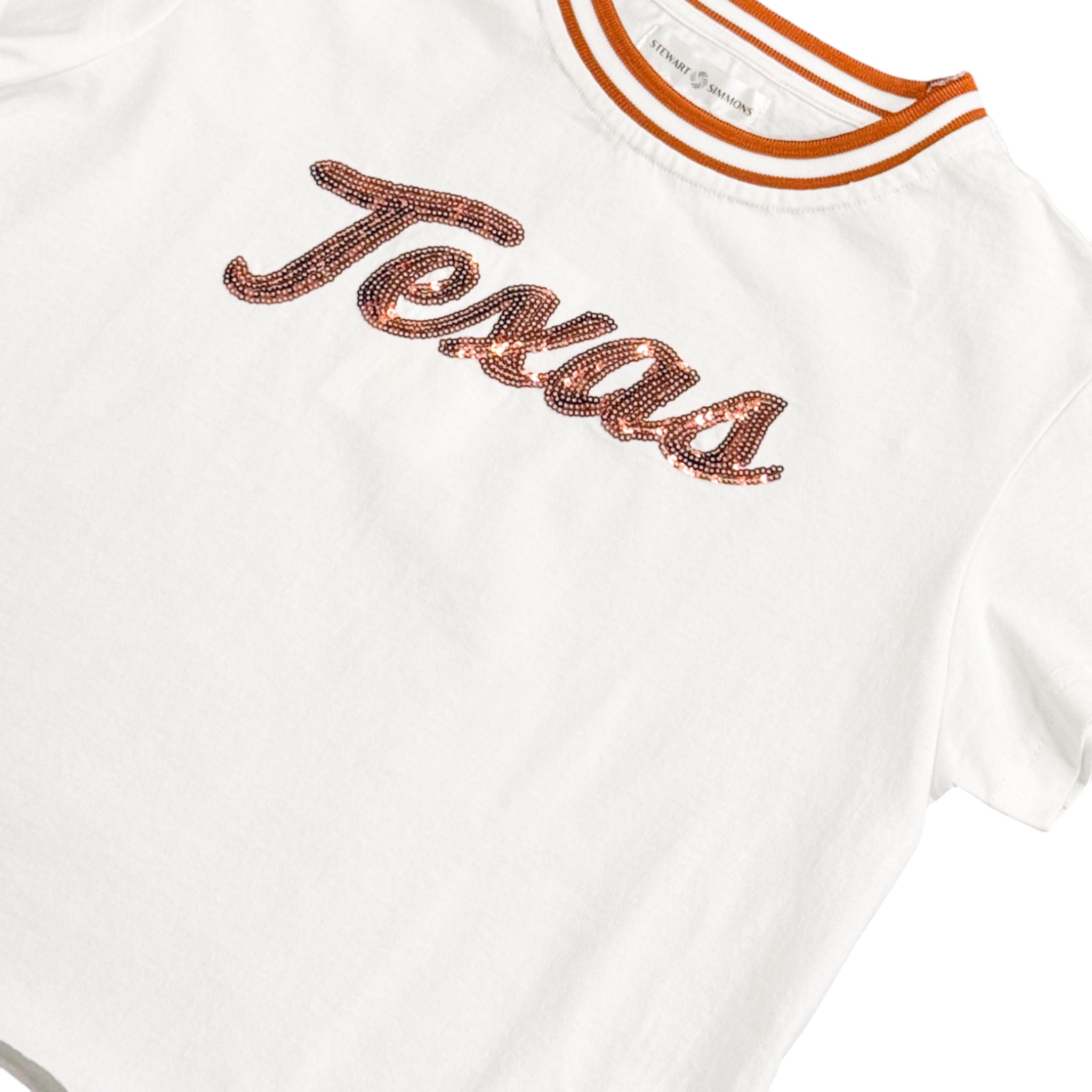 Stewart Simmons Texas Longhorns Gram Slam Sequin Baseball Tee White