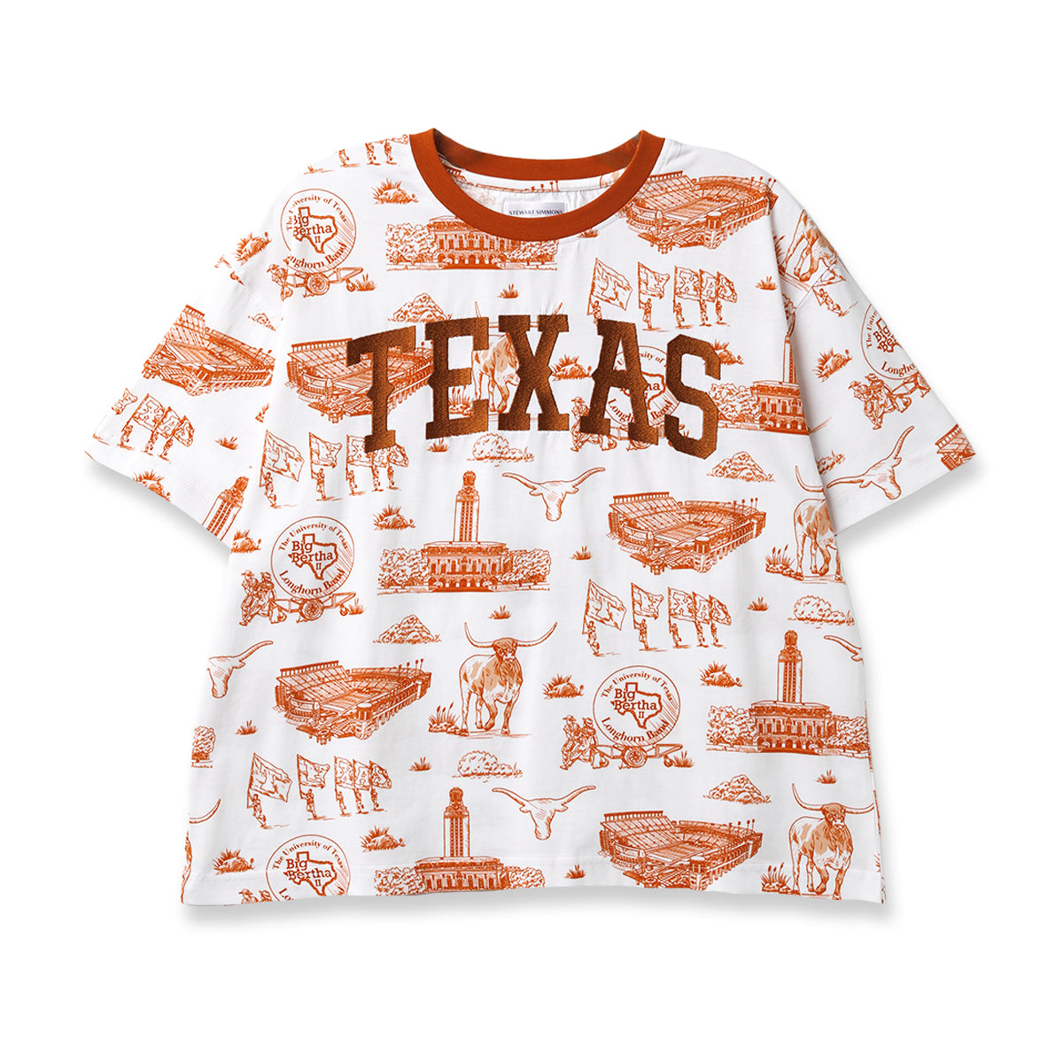 Stewart Simmons Texas Longhorns Ladies Toile Embroidered Tee