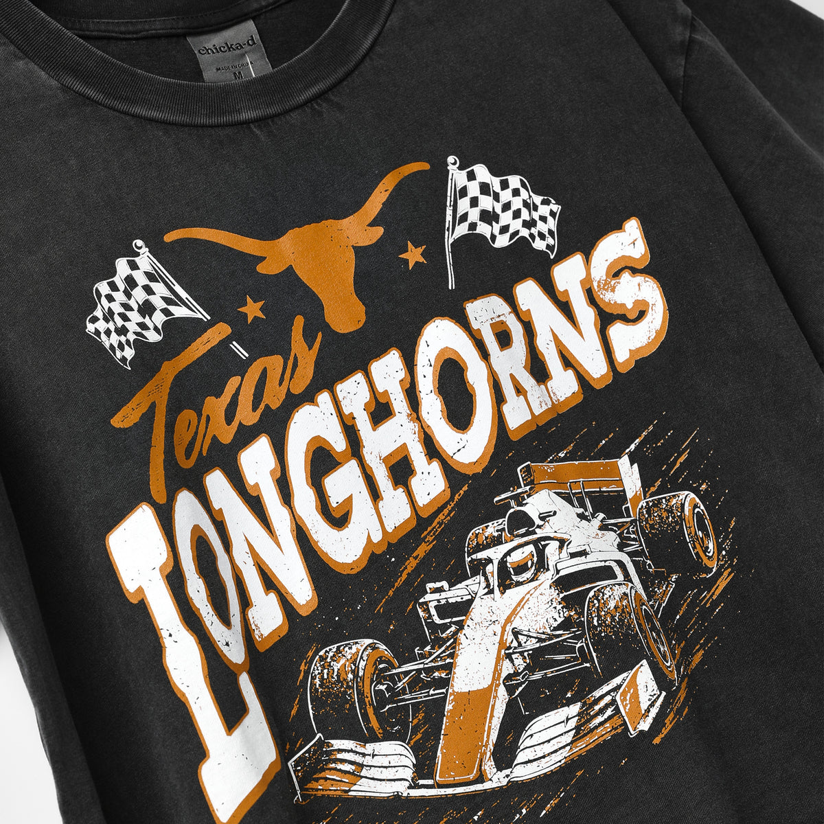 Chicka-D Texas Longhorns Racing Short N' Sweet Crop Tee