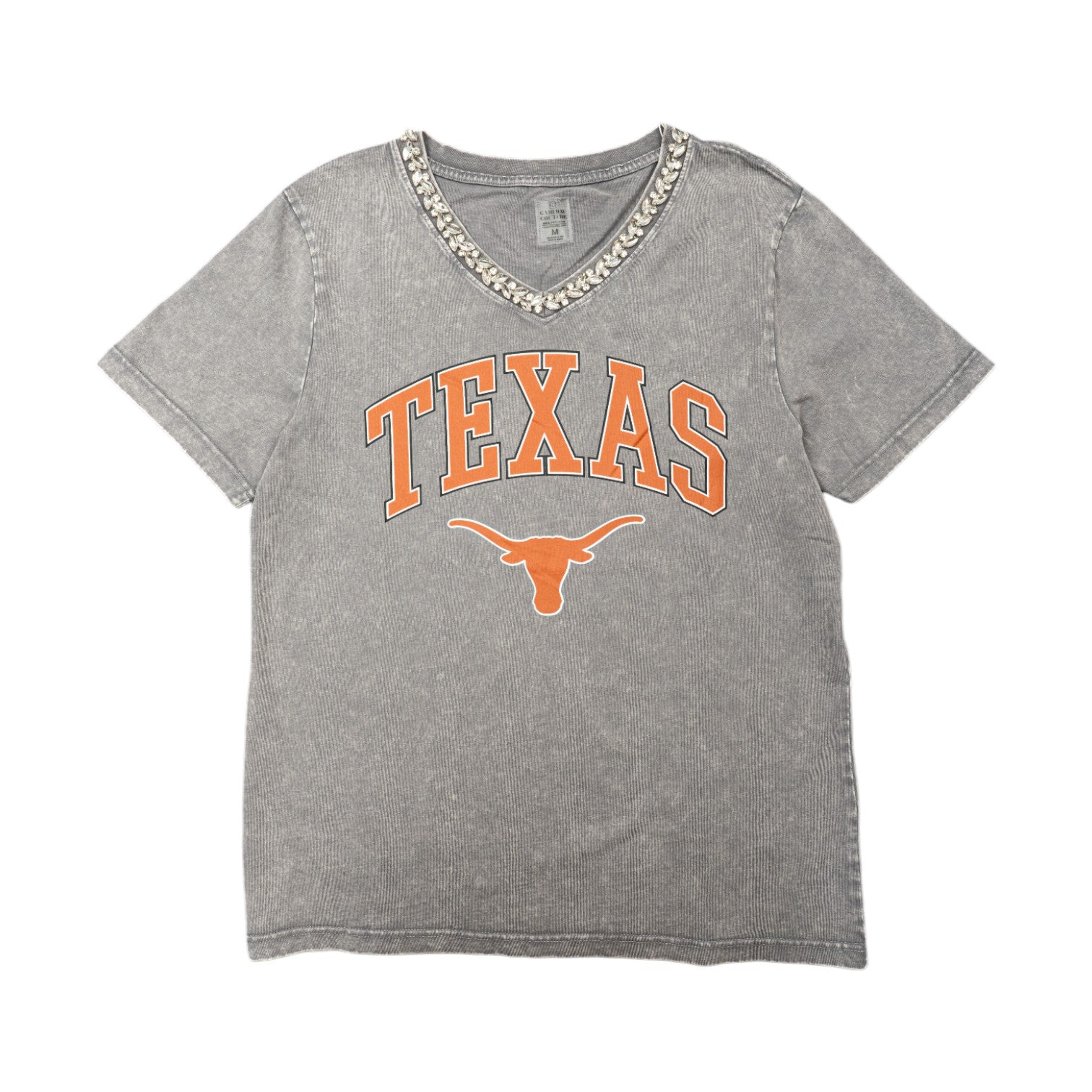 Texas Longhorns Iconic Edge Rhinestone Trim V-Neck Tee