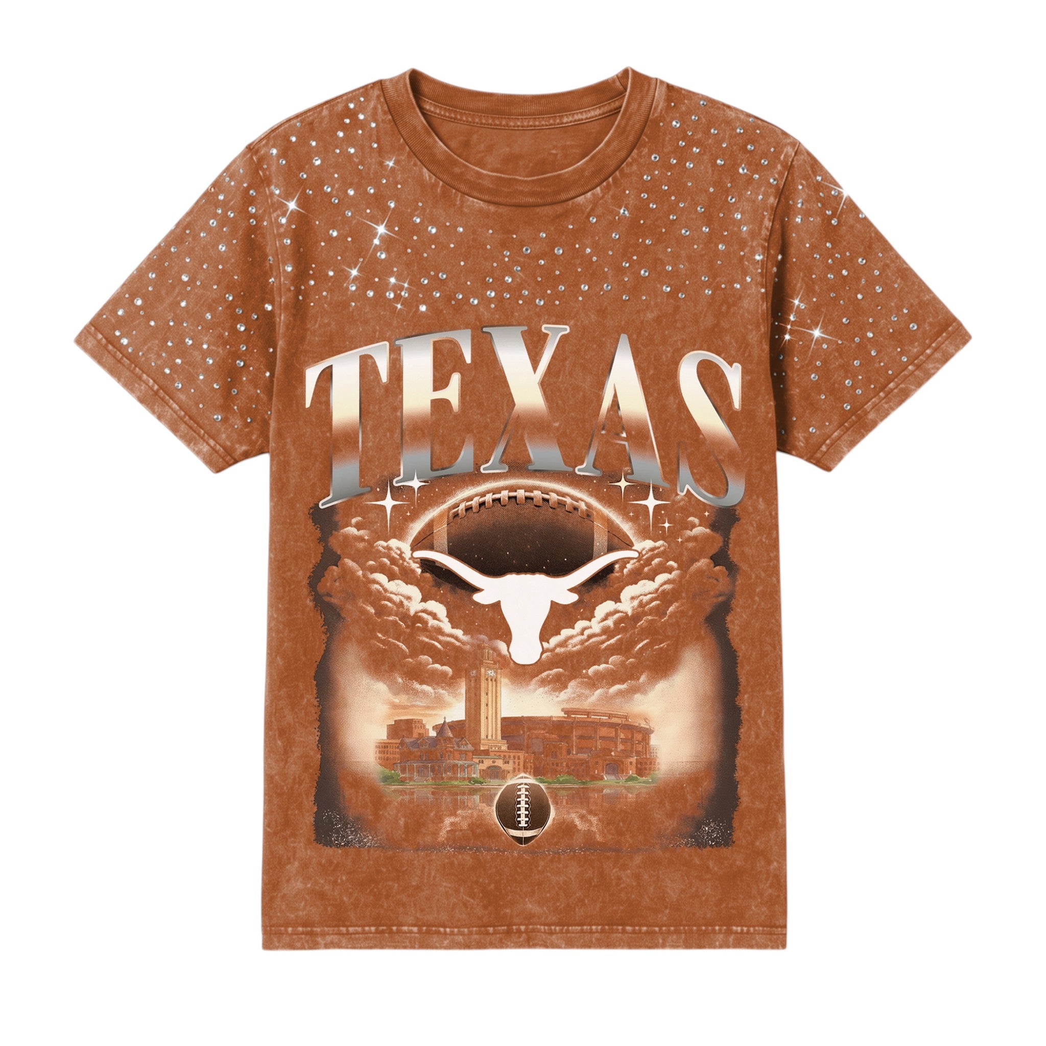 Texas Longhorns Skys The Limit Rhinestone Tee