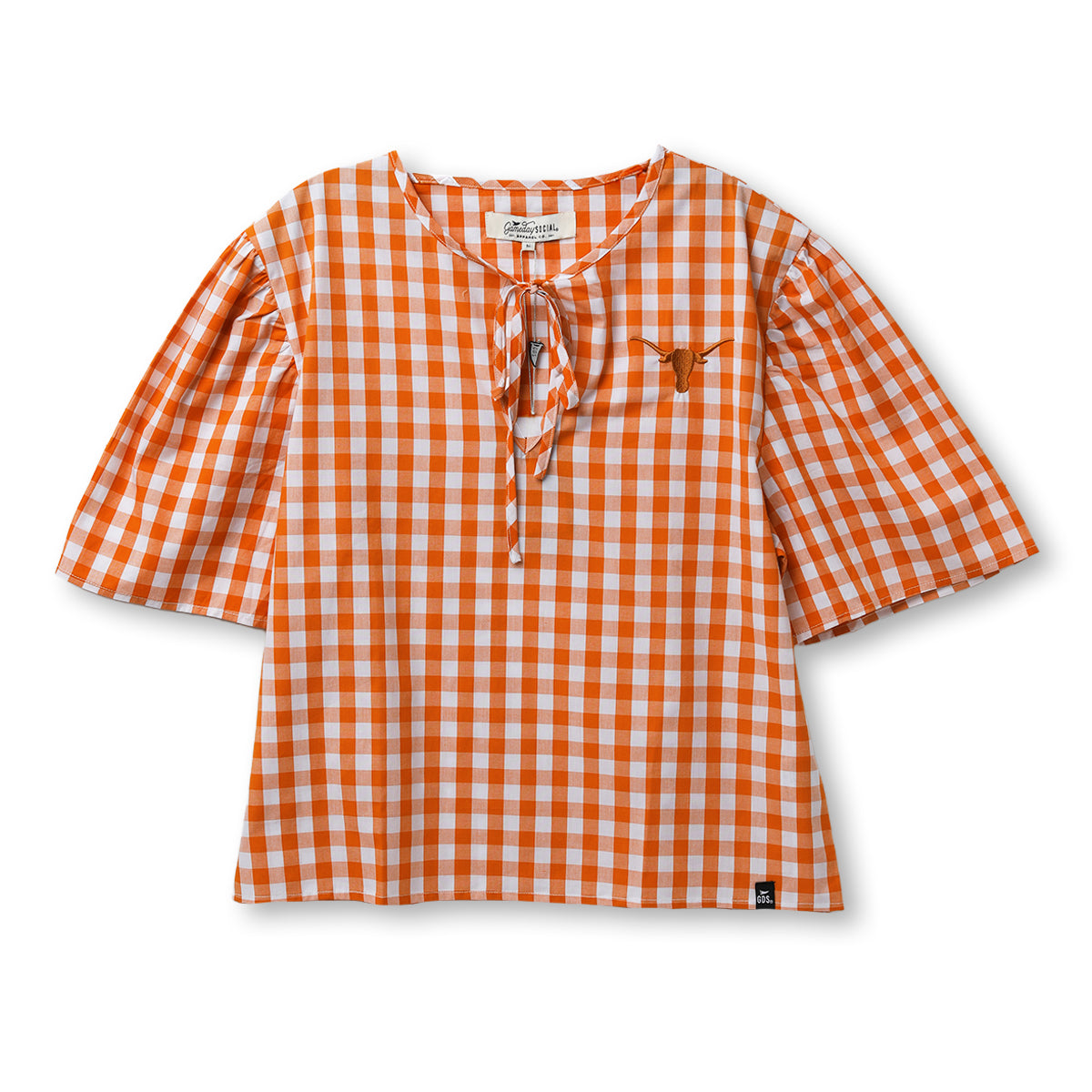 Texas Longhorns Varsity Shine Gingham Tie Blouse