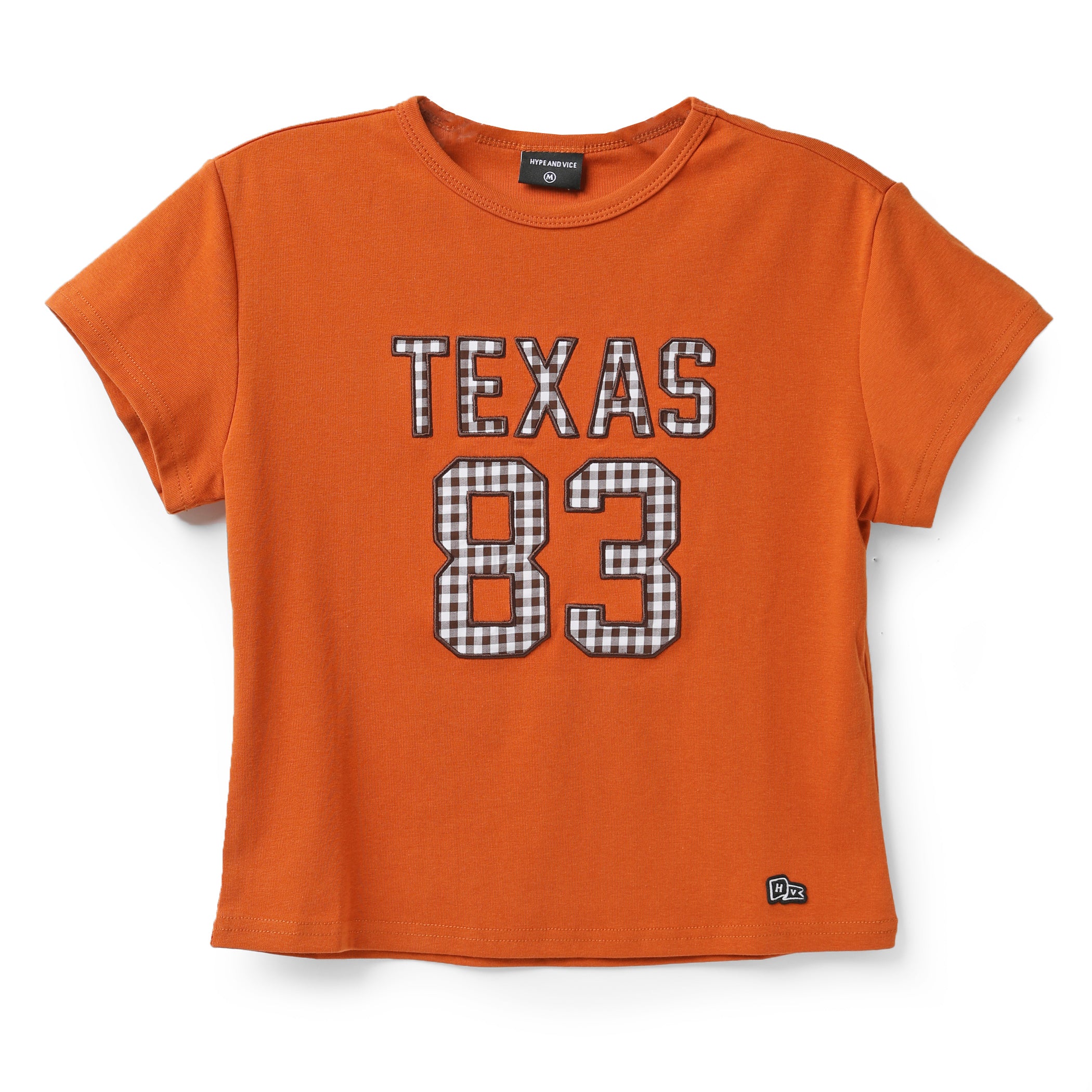 Hype and Vice Texas Longhorns Gingham Applique Baby Tee