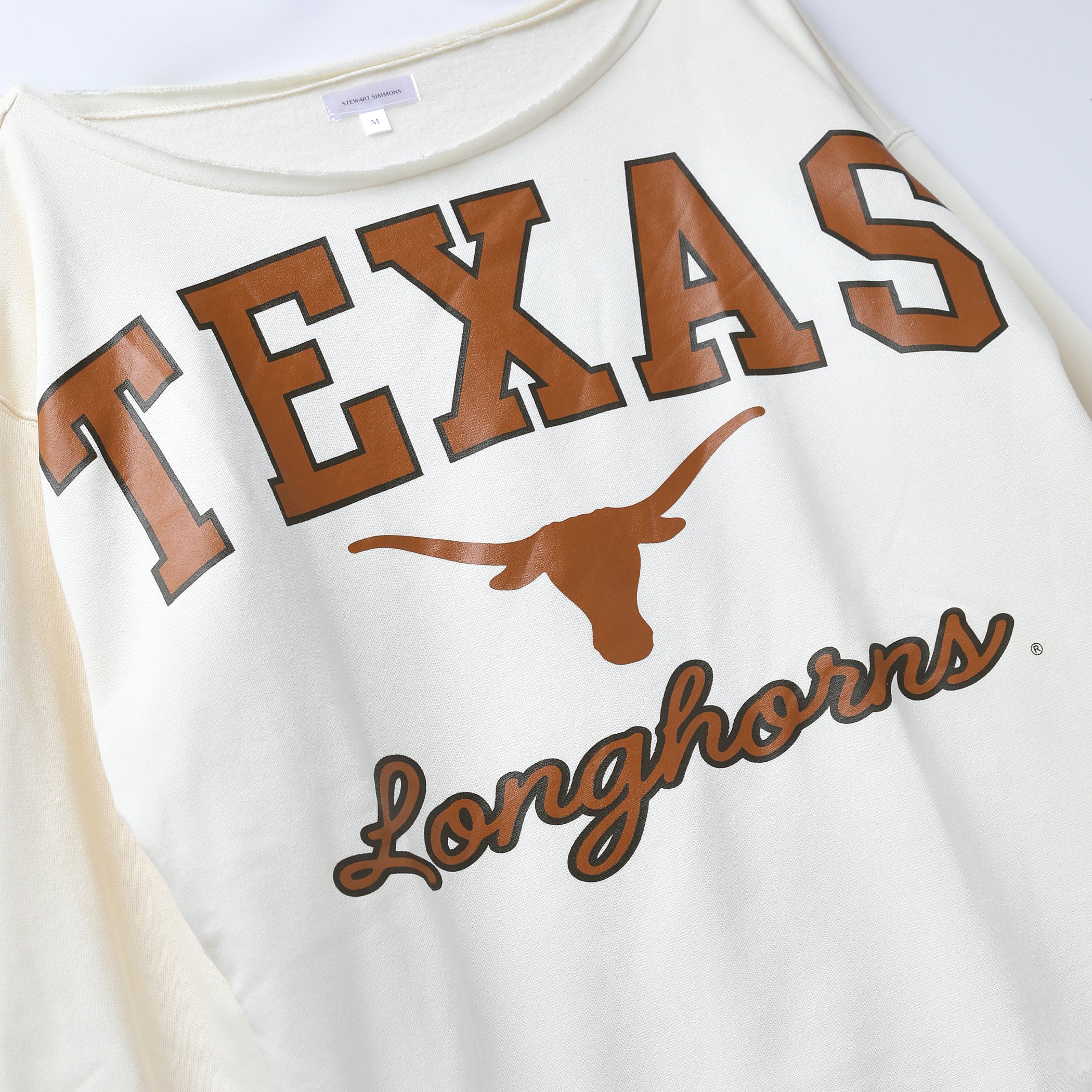 Stewart Simmons Texas Longhorns Overtime Off-Shoulder Sweatshirt