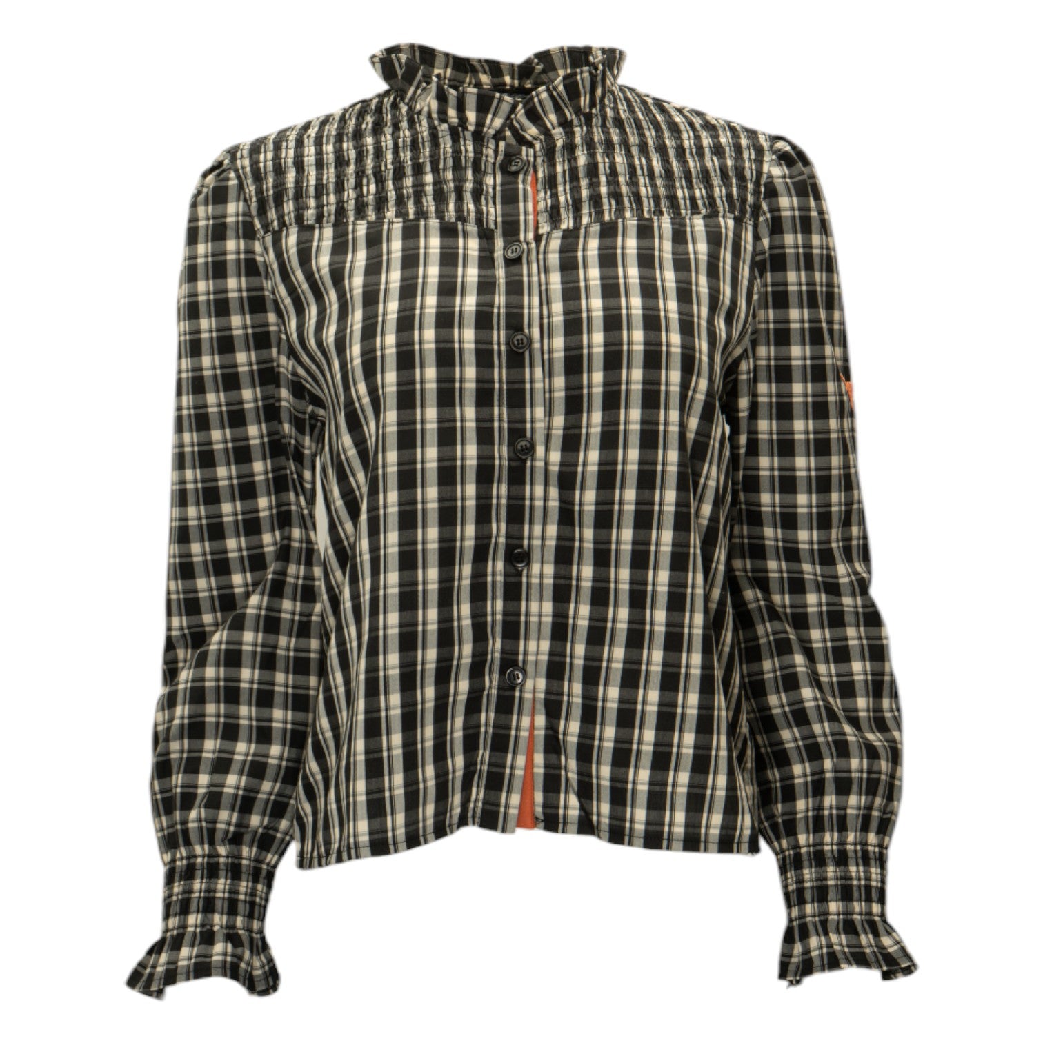 Texas Longhorns Plaid Ruched Yoke Blouse
