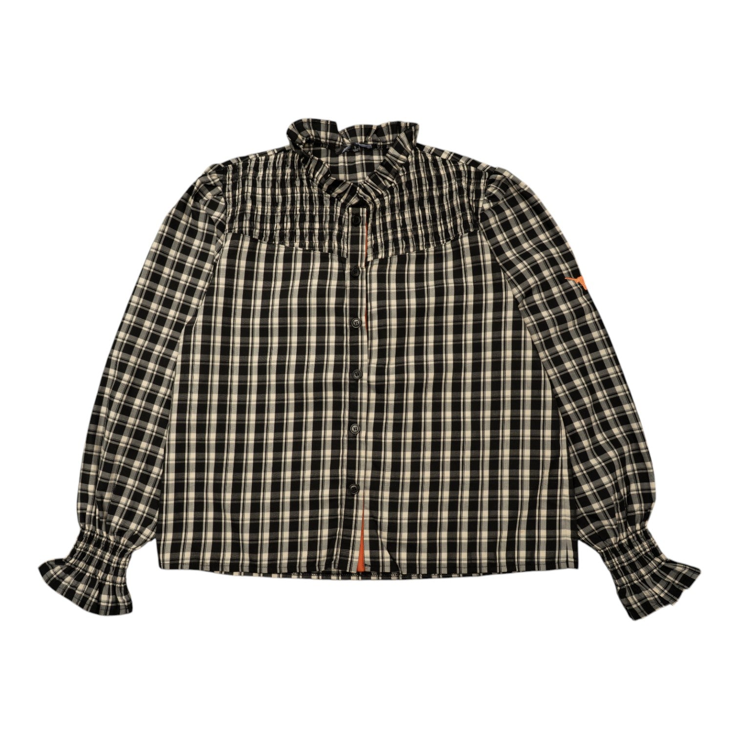 Texas Longhorns Plaid Ruched Yoke Blouse