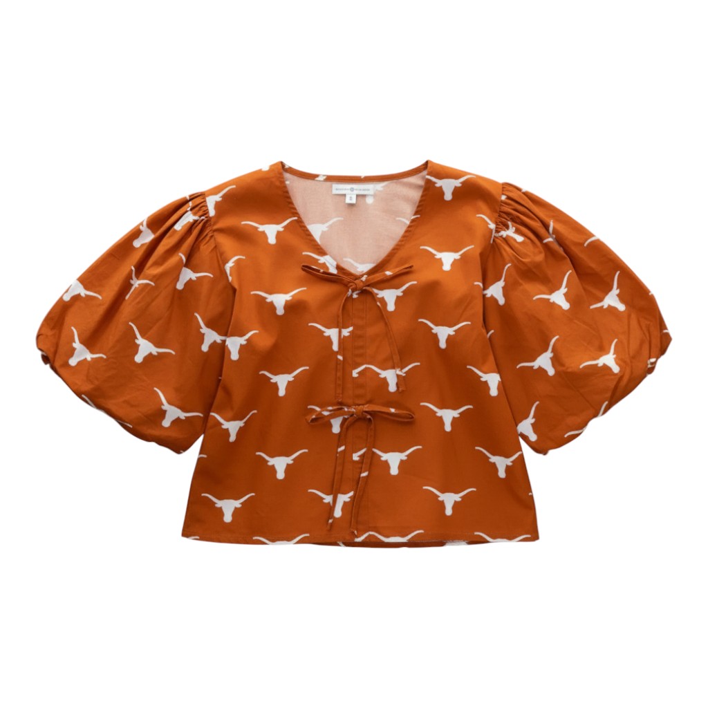 Stewart Simmons Poplin Puff Sleeve Tie Top