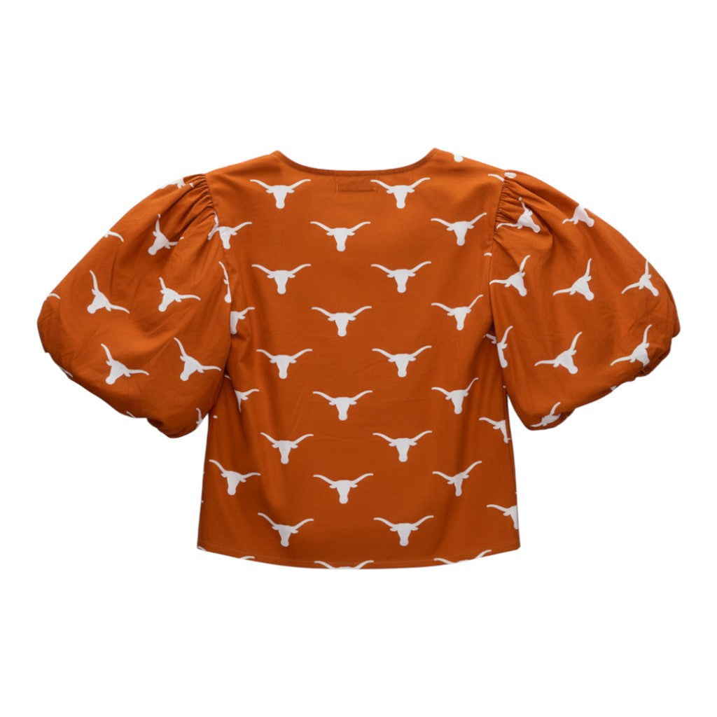 Stewart Simmons Poplin Puff Sleeve Tie Top