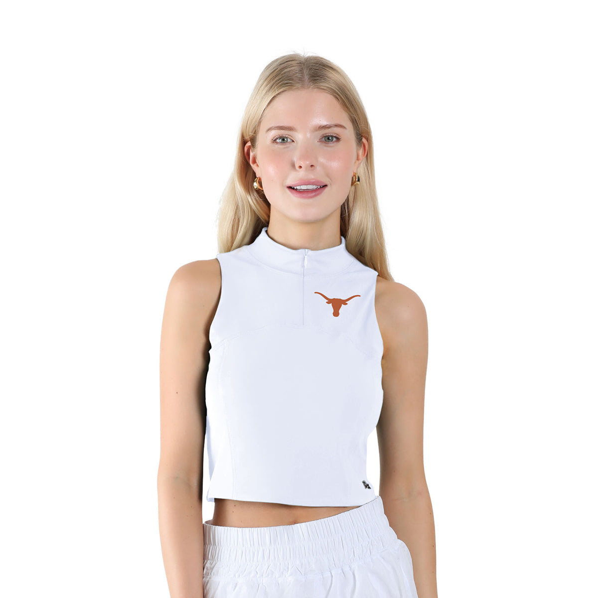 Texas Longhorns Mock Neck Cropped Tank