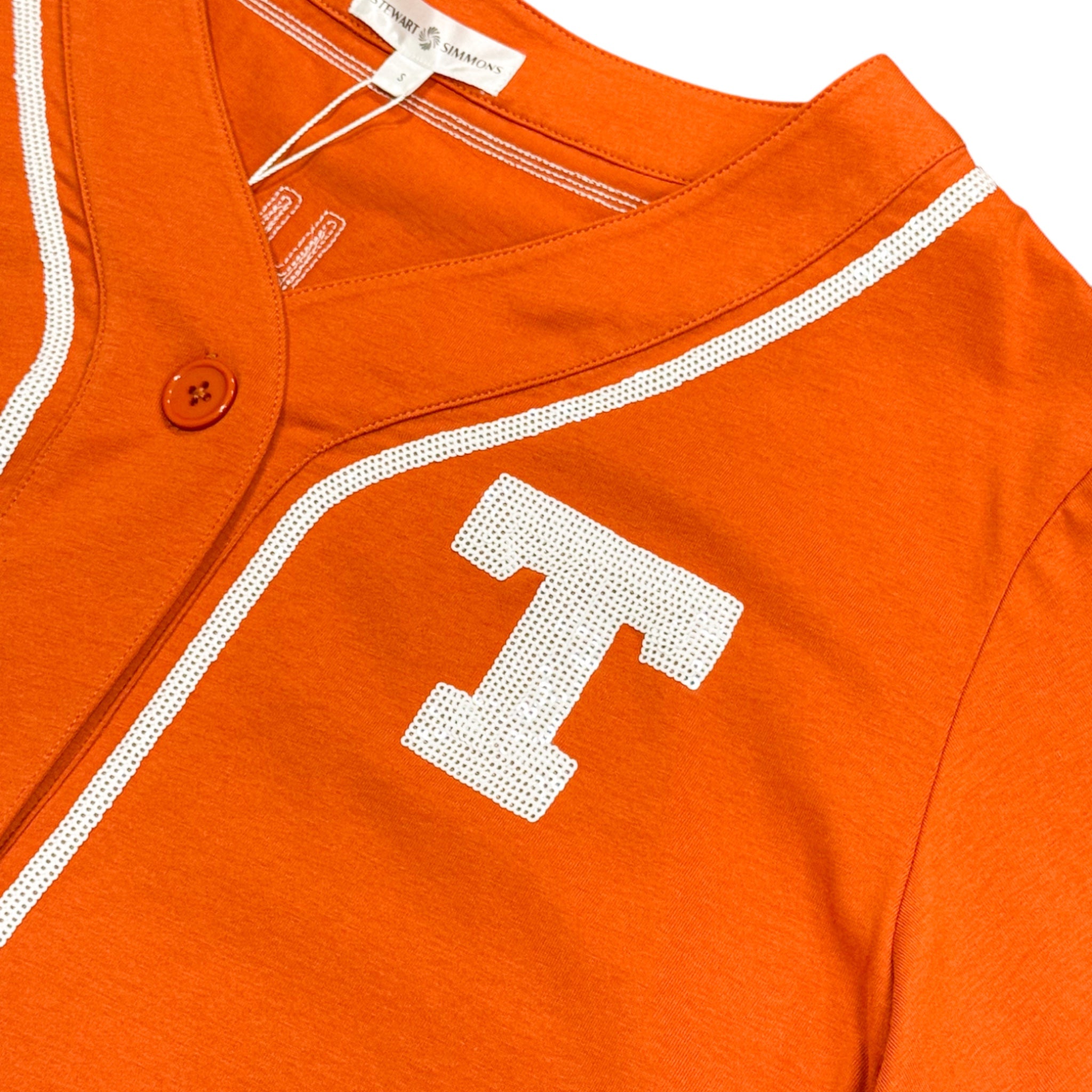 Stewart Simmons Texas Longhorns Outfield Sequin Baseball Jersey Burnt Orange