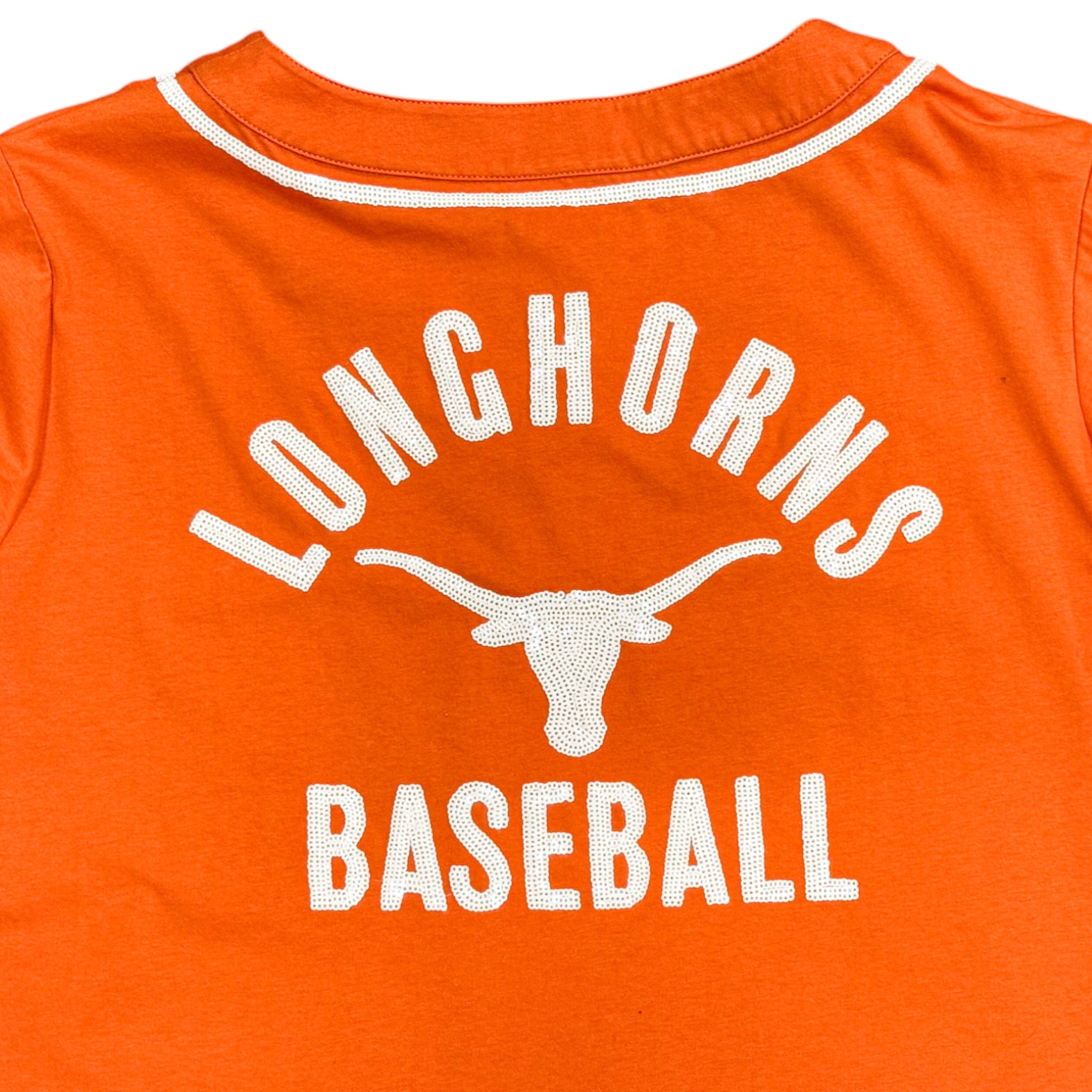 Stewart Simmons Texas Longhorns Outfield Sequin Baseball Jersey Burnt Orange