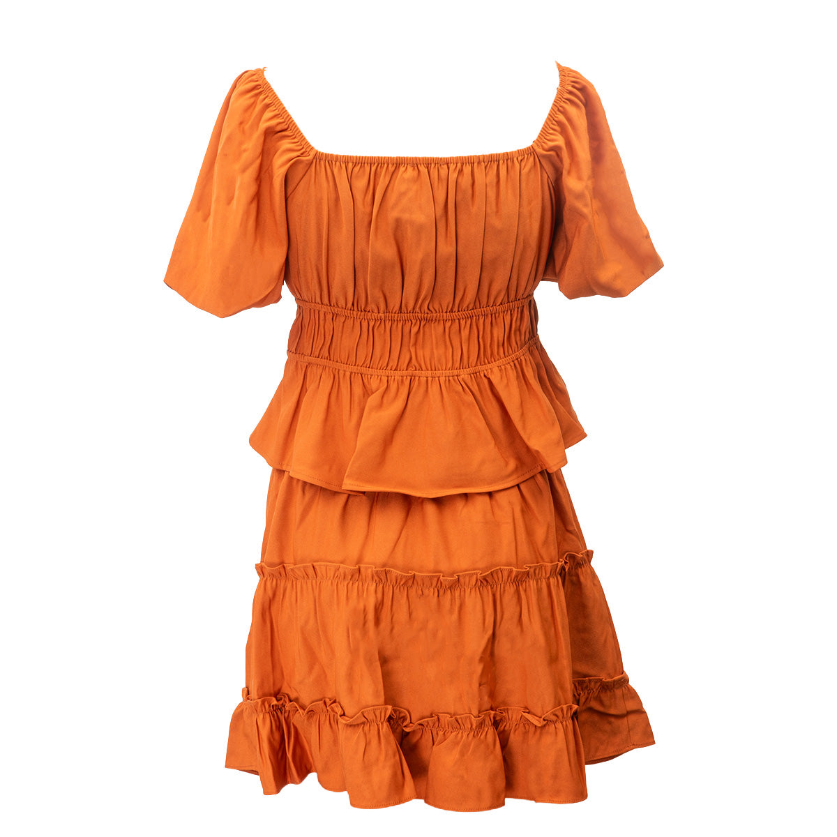 Ruched Peplum Puff Sleeve Crop Top