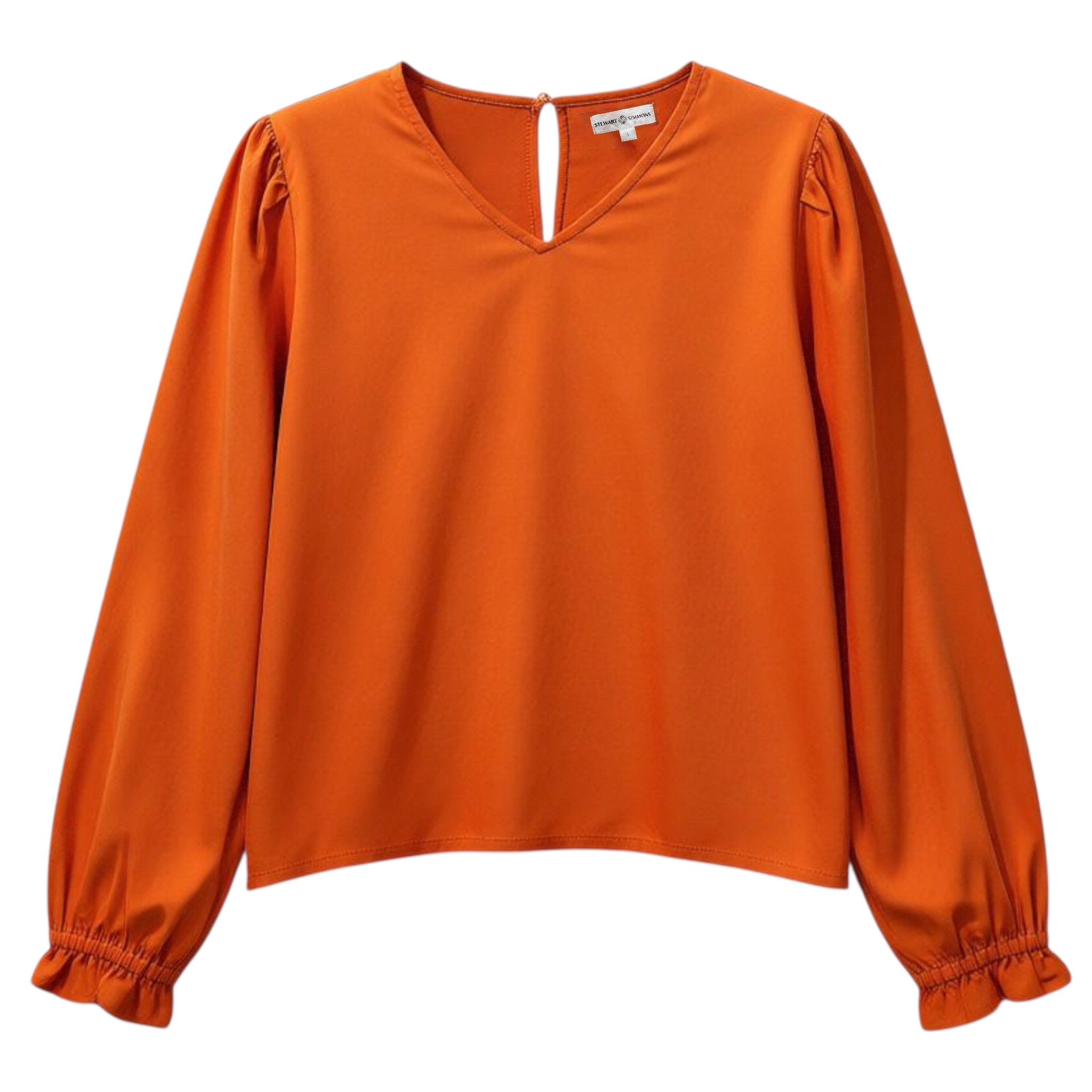 Stewart Simmons Solid Twill Long Sleeve Blouse