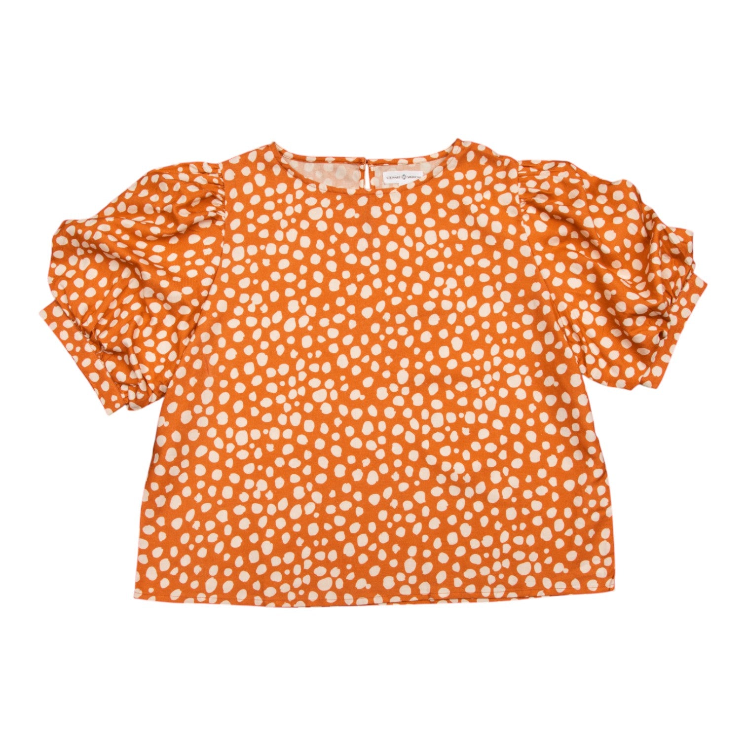 Stewart Simmons Dotted Twill Puff Sleeve Blouse