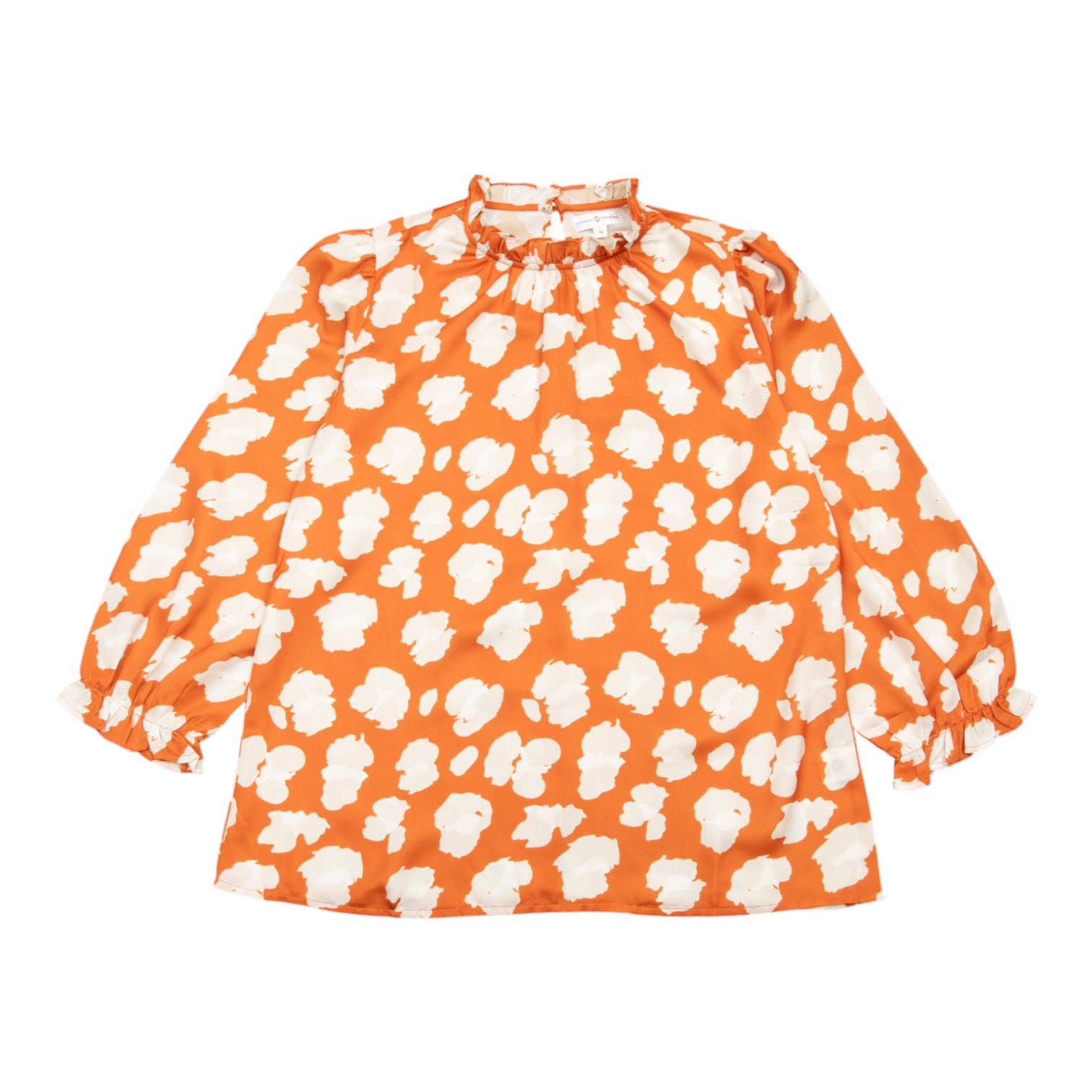 Stewart Simmons Print Poly Ruffle 3/4 Sleeve Blouse