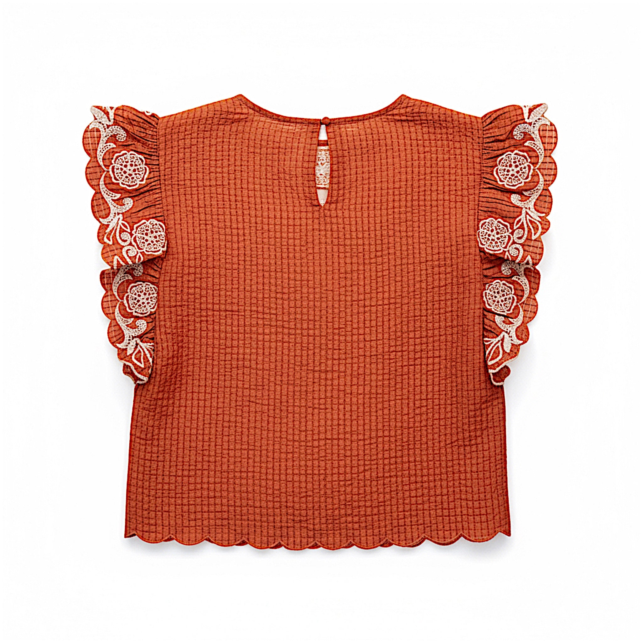 Embroidered Flutter Crop Top