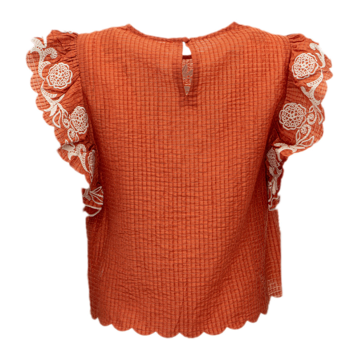 Embroidered Flutter Crop Top