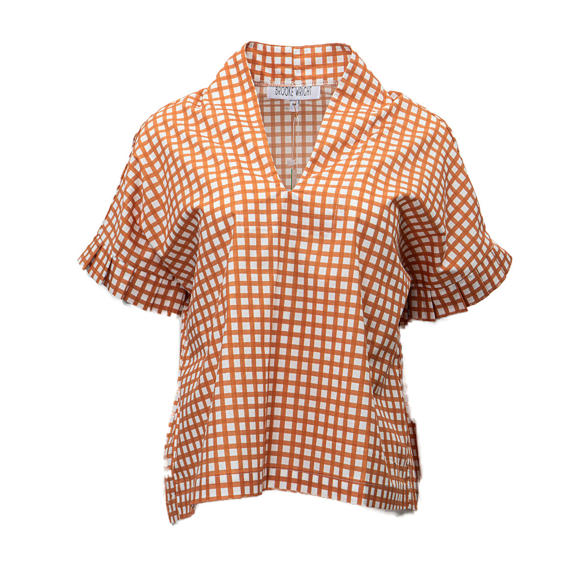 Pleated Kimono Saddle Grid Top