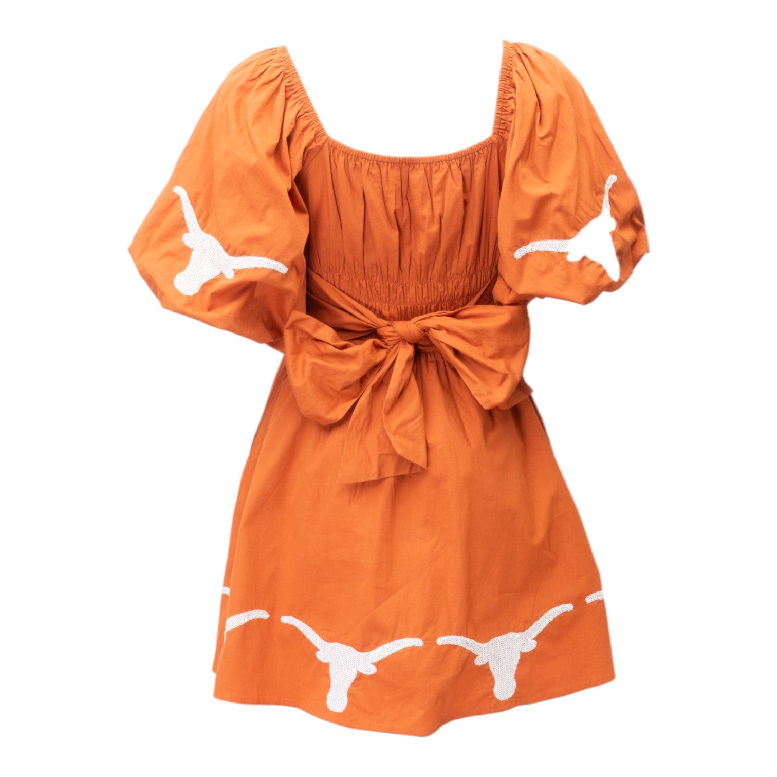 Stewart Simmons Sequin Logo Puff Sleeve Dress