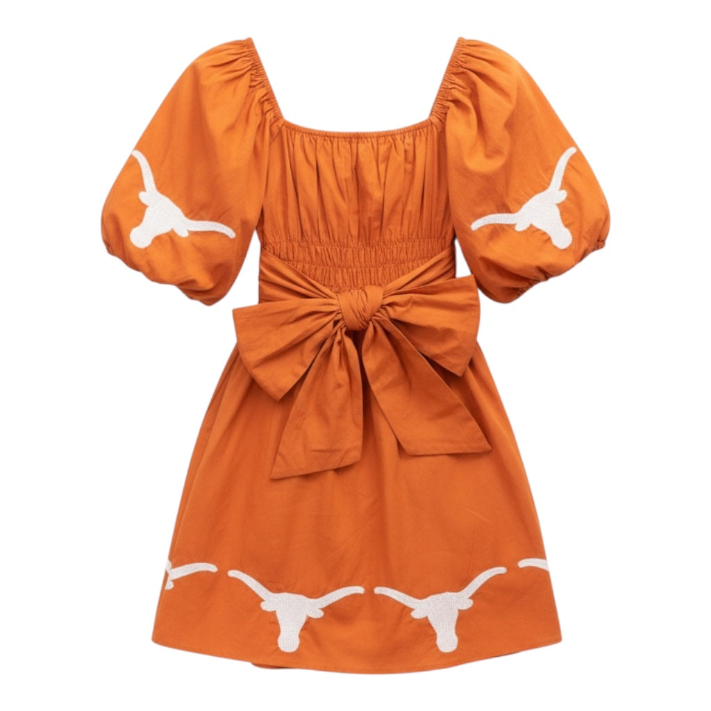 Stewart Simmons Sequin Logo Puff Sleeve Dress