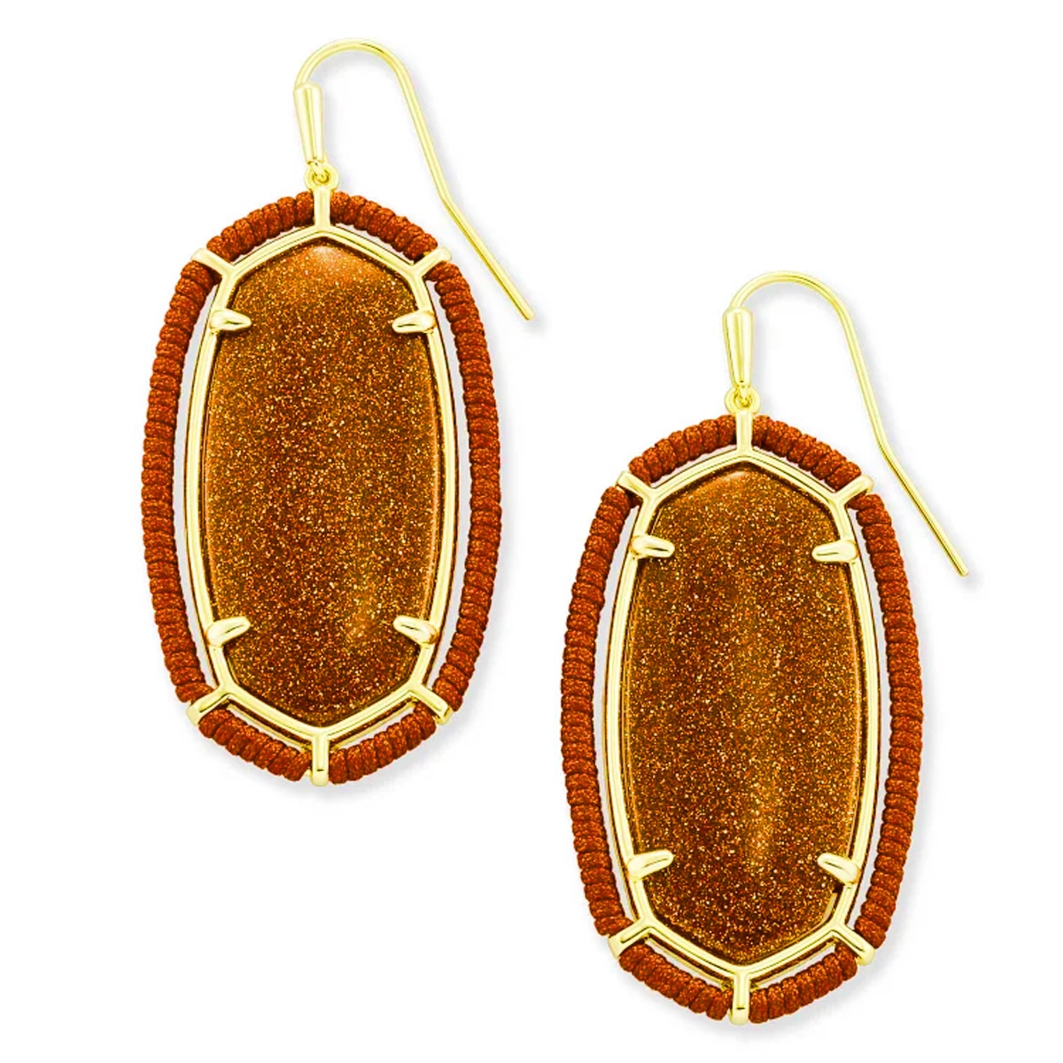 Kendra Scott Threaded Elle Gold Drop Earrings in Goldstone