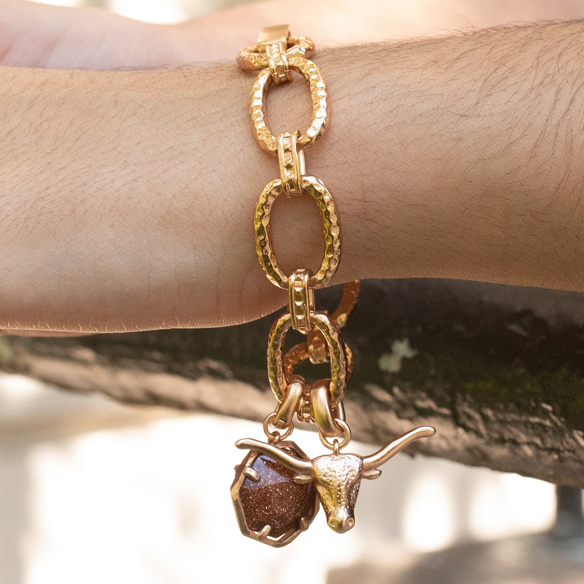 Kendra Scott Rose Gold Longhorn Charm Chain Link Bracelet