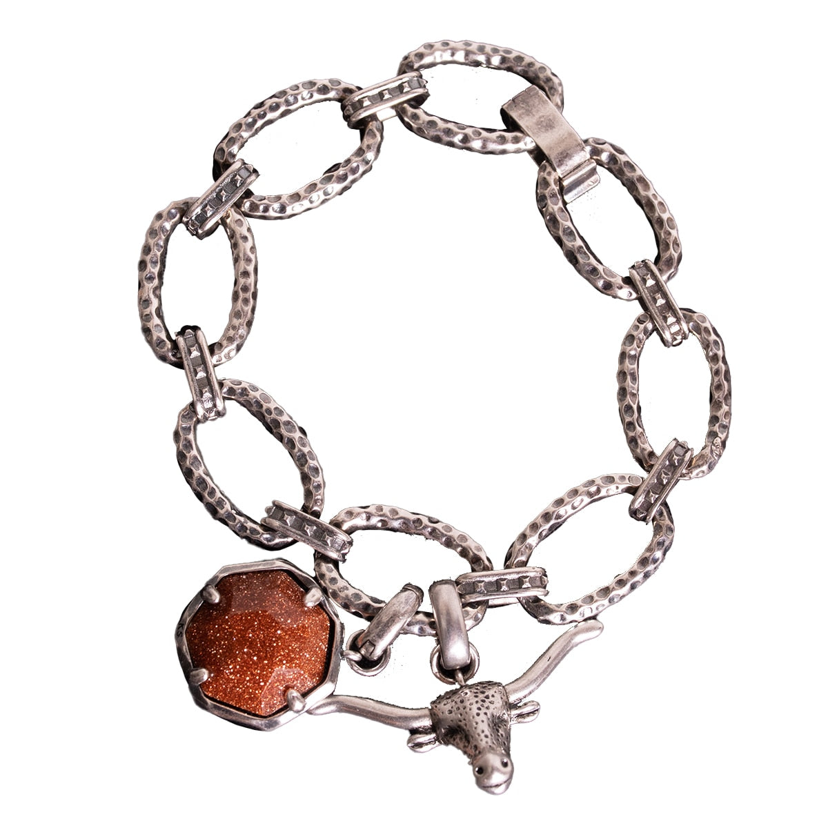 Kendra Scott Vintage Silver Longhorn Charm Chain Link Bracelet