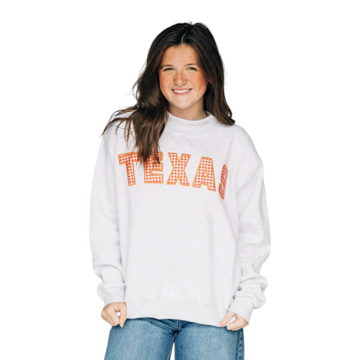 Texas Longhorns Mallory Gingham Mock Neck
