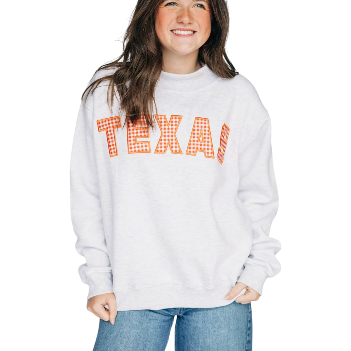 Texas Longhorns Mallory Gingham Mock Neck