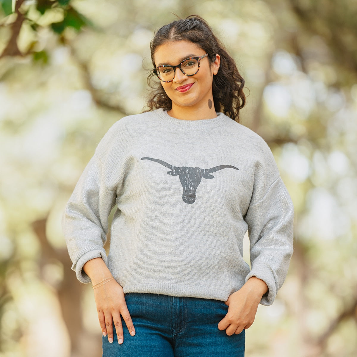 Texas Longhorns Shine Down Oversized Metallic Loose Knit