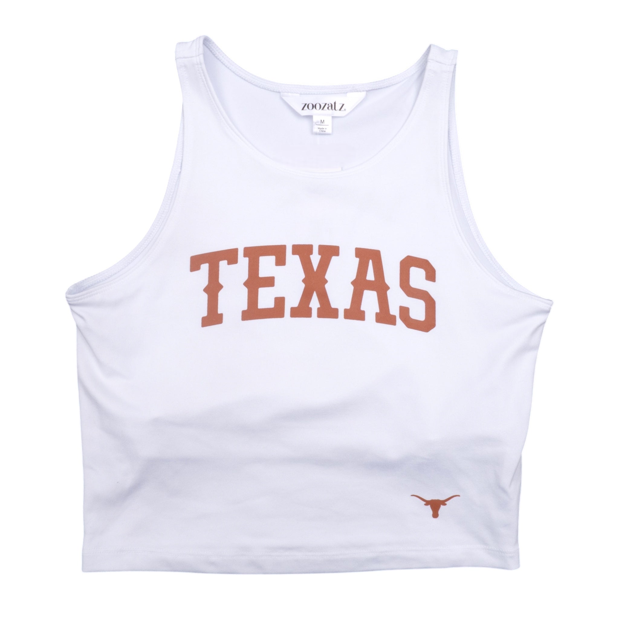 ZooZatZ Texas Longhorns Western Athletic Crop Top White