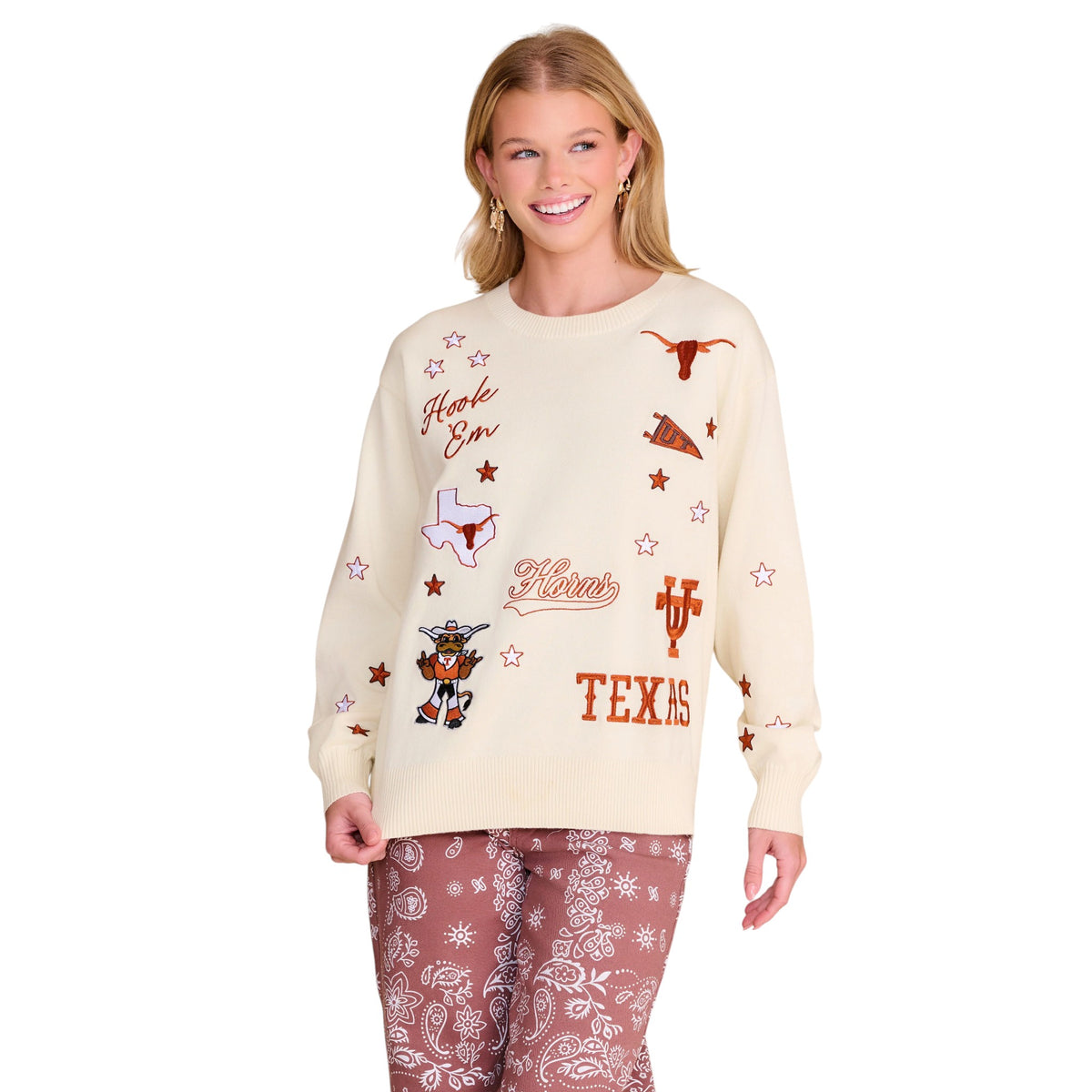 Stewart Simmons Texas Longhorns The Pennant Embroidered Sweater