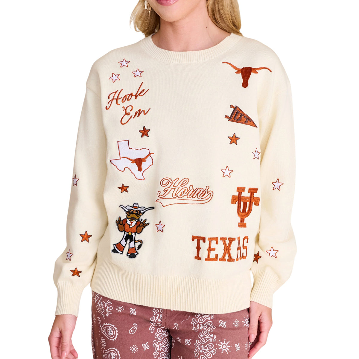 Stewart Simmons Texas Longhorns The Pennant Embroidered Sweater