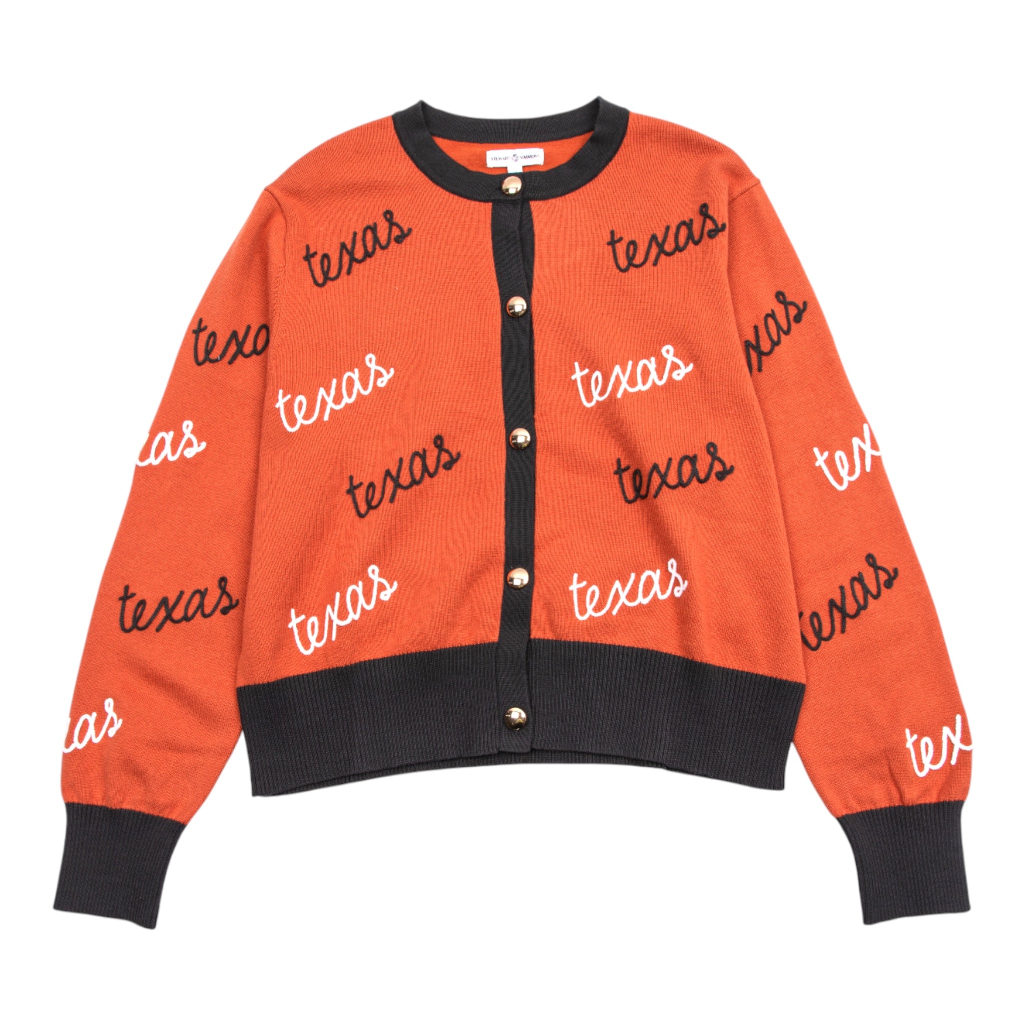 Stewart Simmons Texas Longhorns Angled Rope Embroidery Cardigan