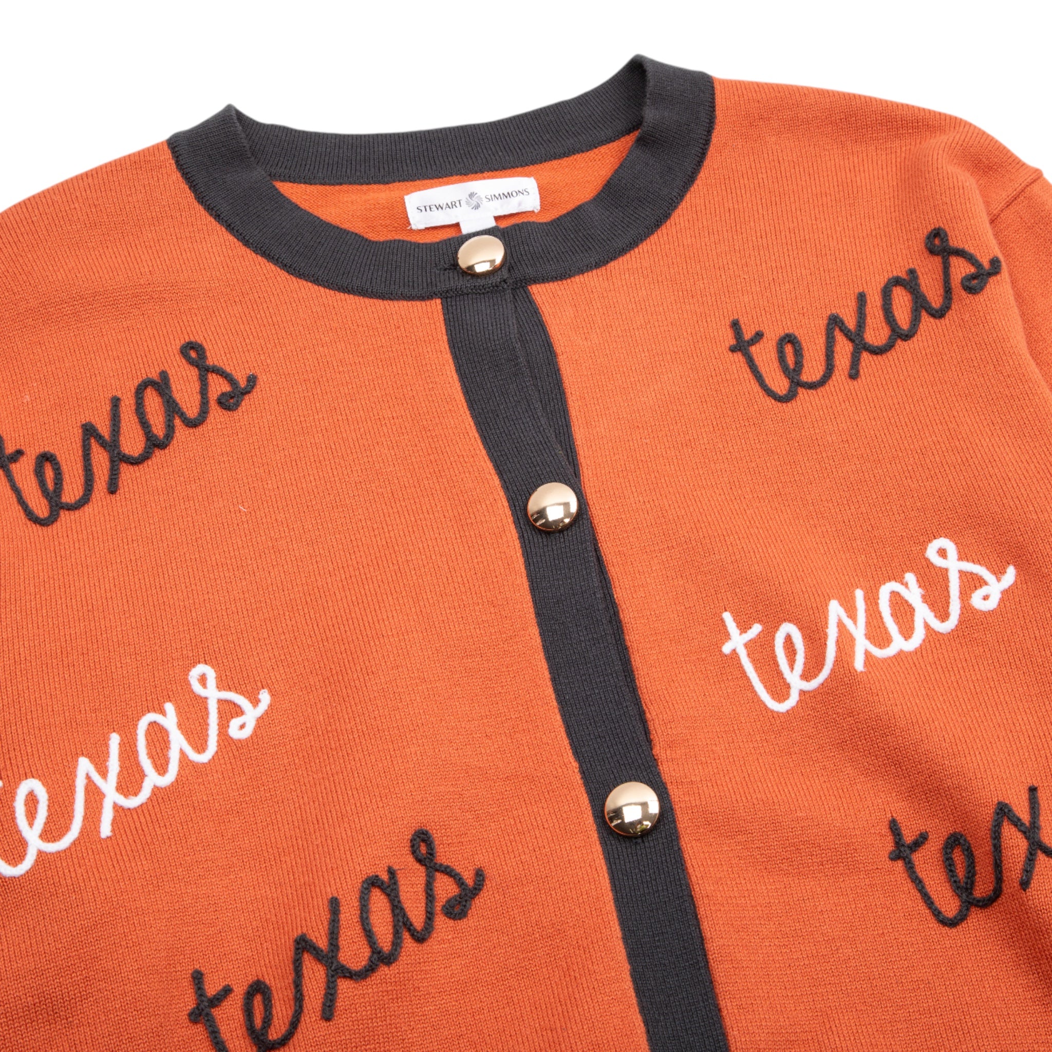 Stewart Simmons Texas Longhorns Angled Rope Embroidery Cardigan
