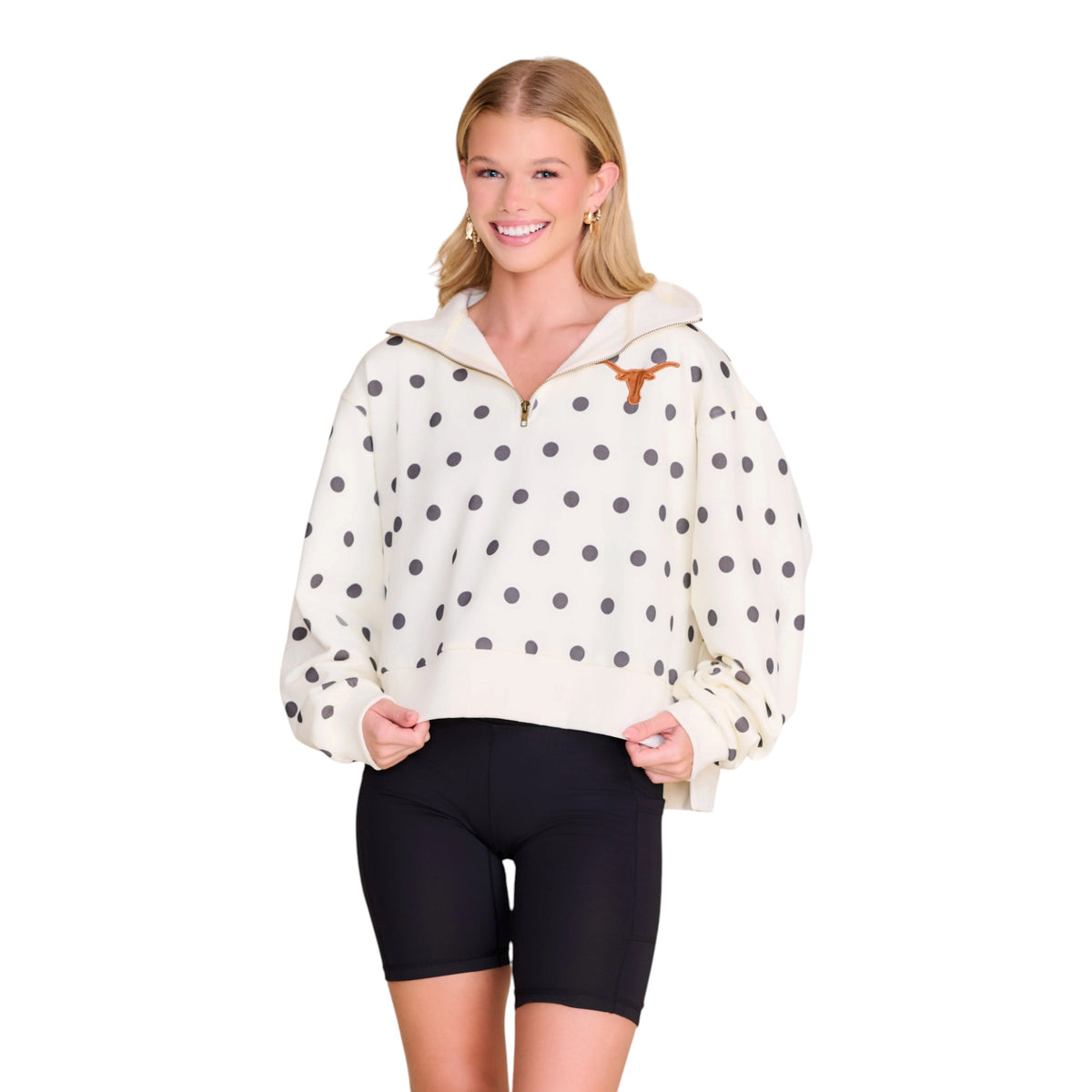 Stewart Simmons Texas Longhorns Recruit Polka Dot Quarter Zip Pullover