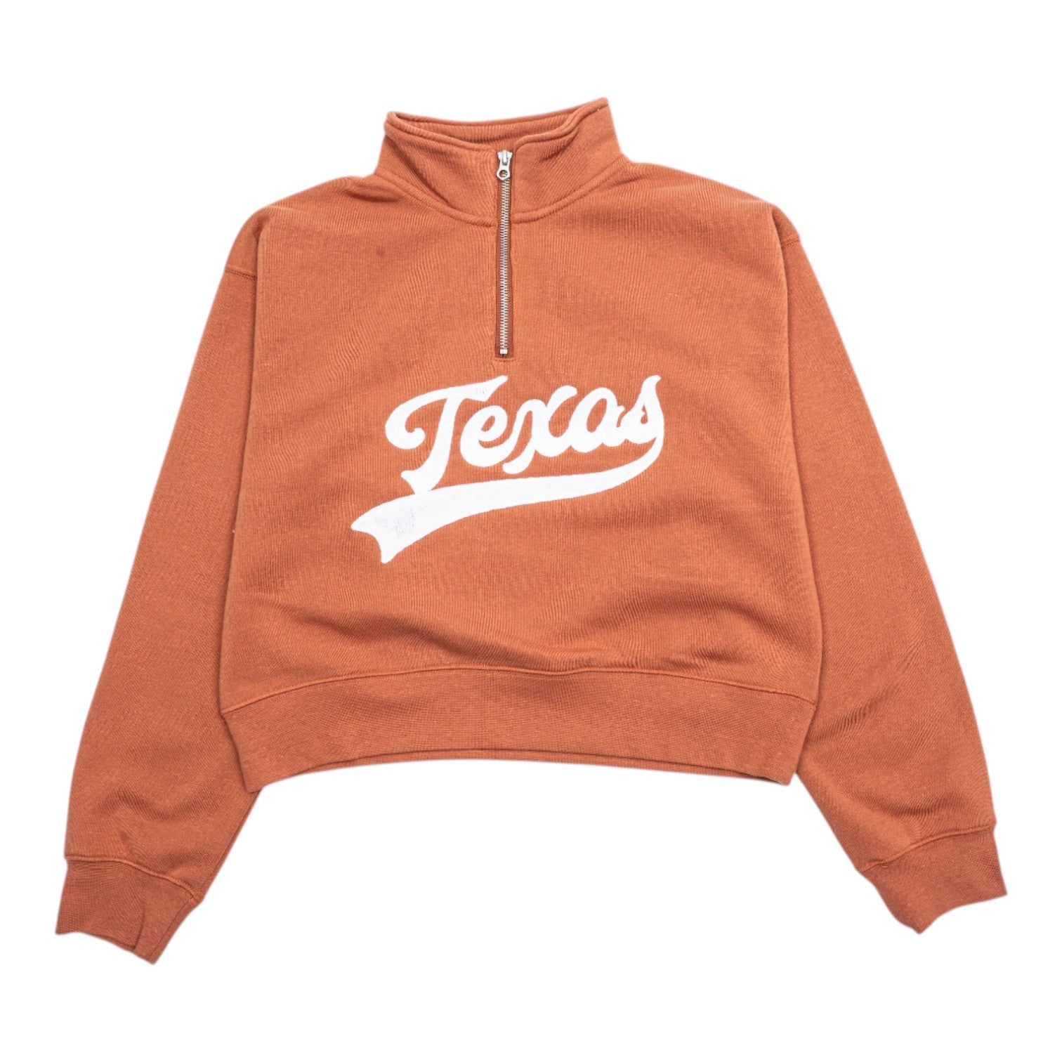 ZooZatZ Texas Longhorns Cropped Fleece Crewneck Half Zip