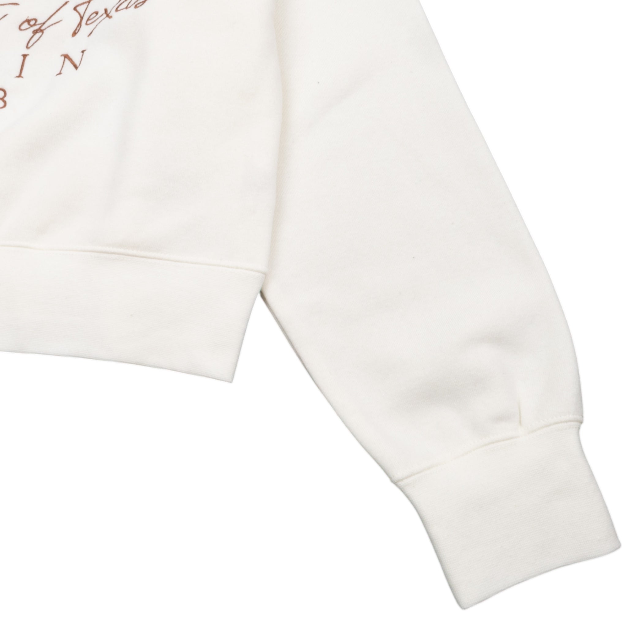 ZooZatZ Texas Longhorns Script Embroidered Crop Quarter Zip Ivory