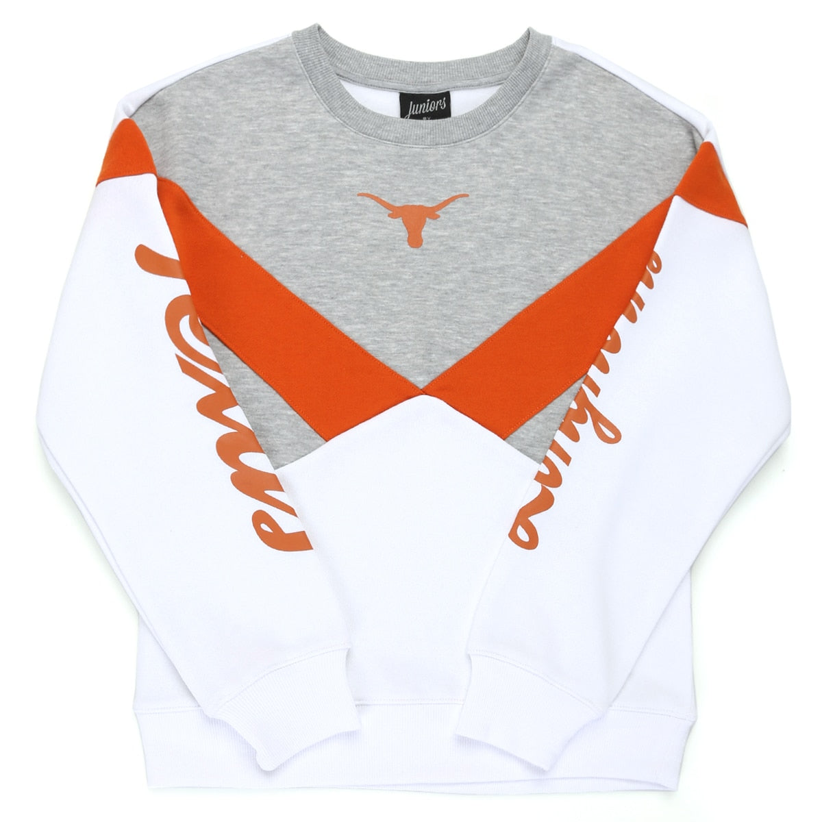 Juniors Texas Longhorns Check Down Cut Out Sweatshirt