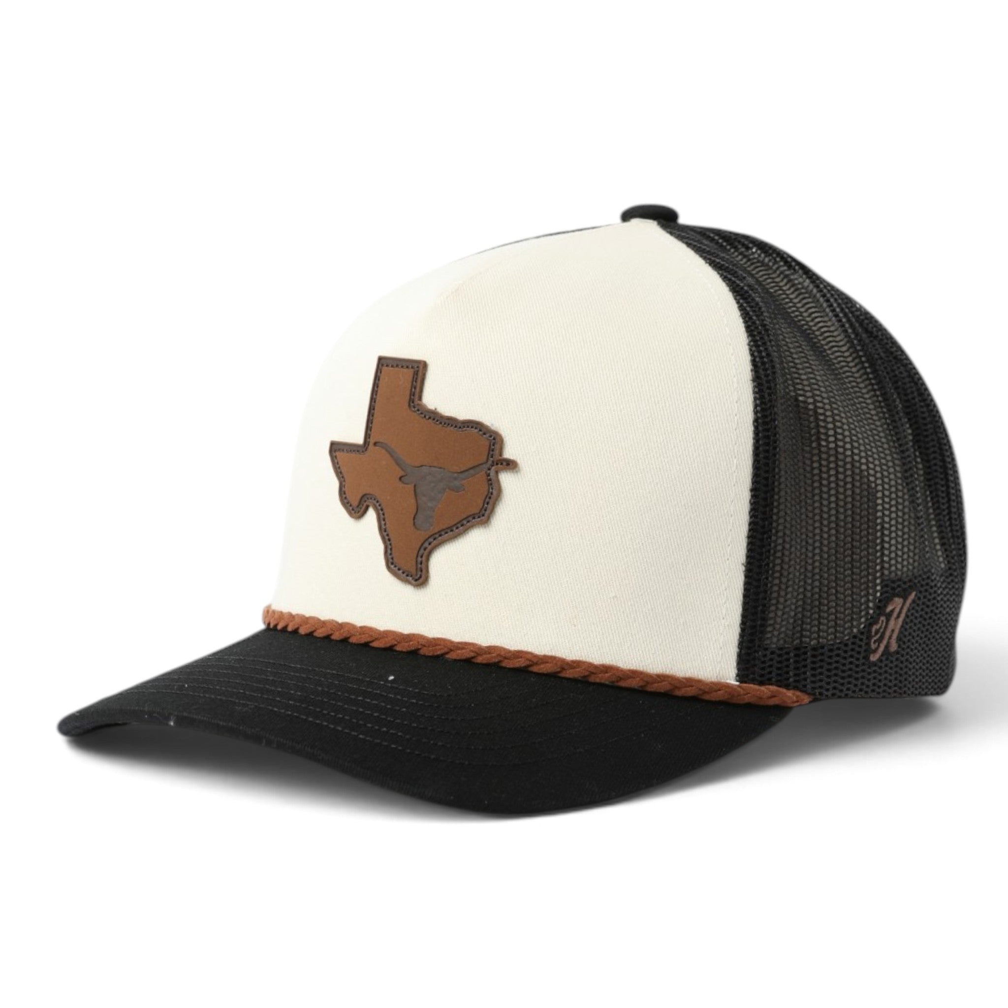 Hooey Texas Longhorns Leather Patch 5 Panel Trucker Hat