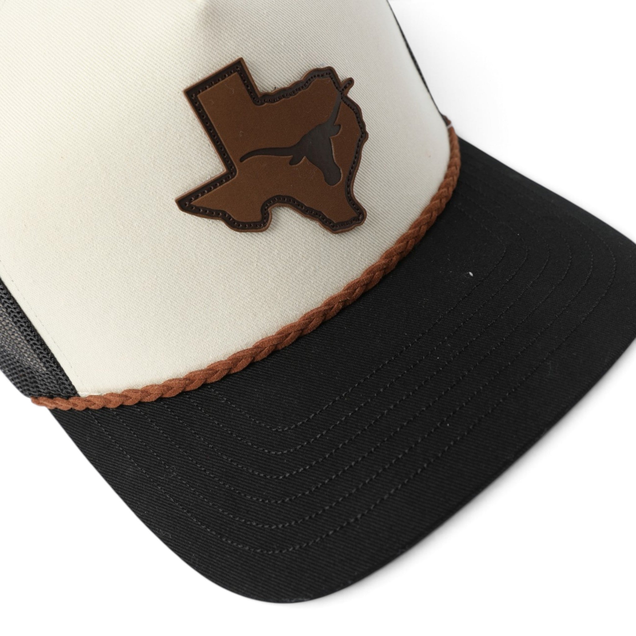 Hooey Texas Longhorns Leather Patch 5 Panel Trucker Hat