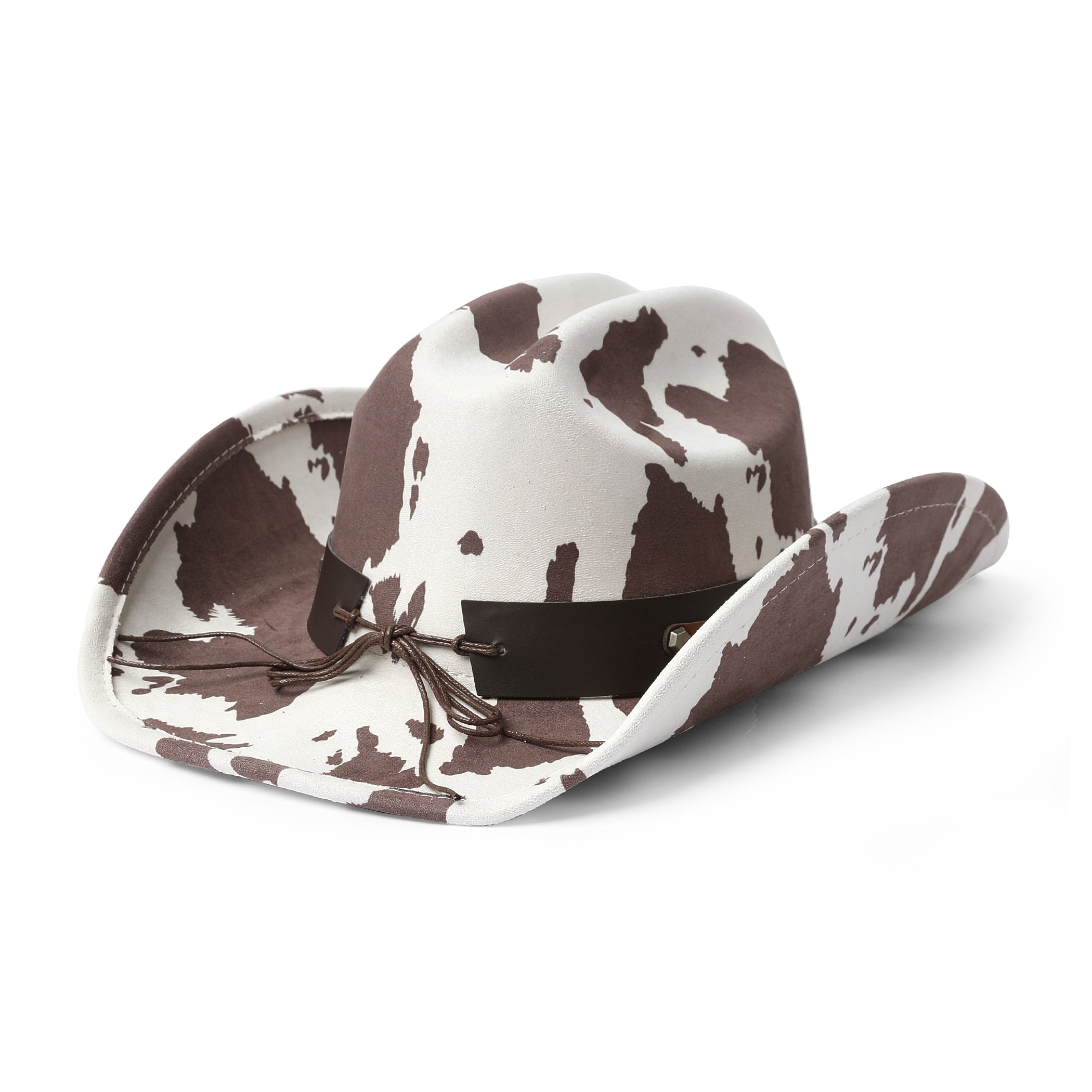 Cow Print Western Longhorn Strap Cowboy Hat