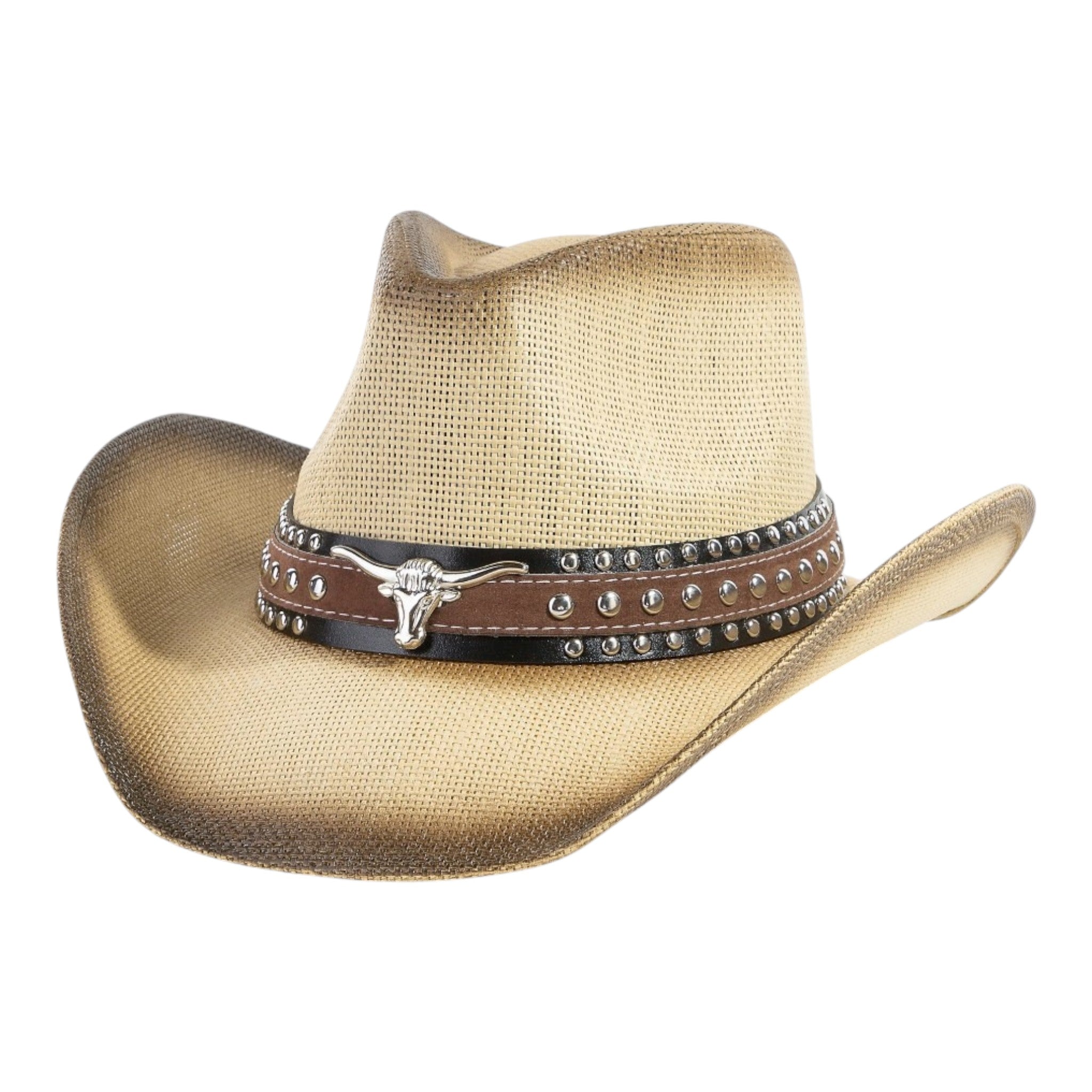 Texas Longhorns Studded Strap Straw Cowboy Hat