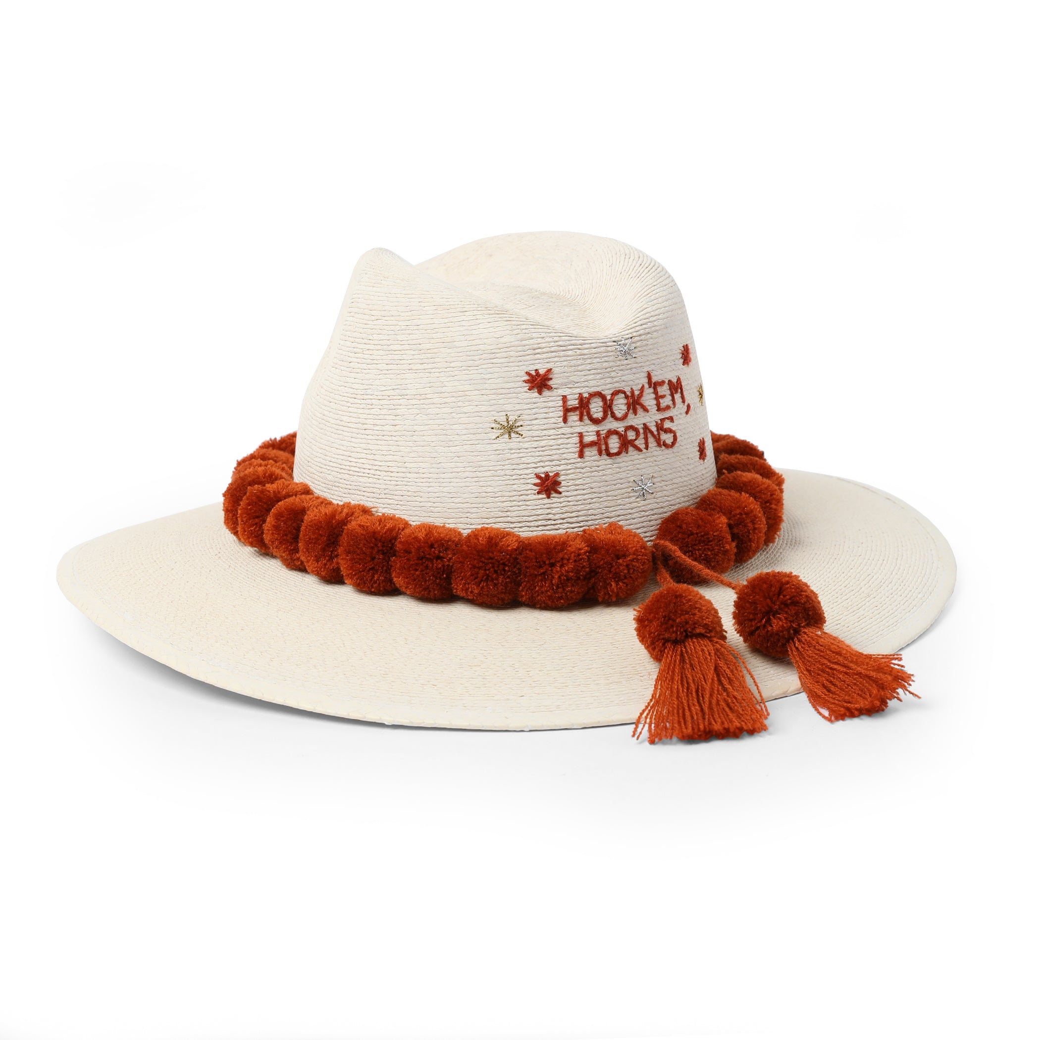 Primavera Collection Hook 'Em Horns Burnt Orange Poms Hat