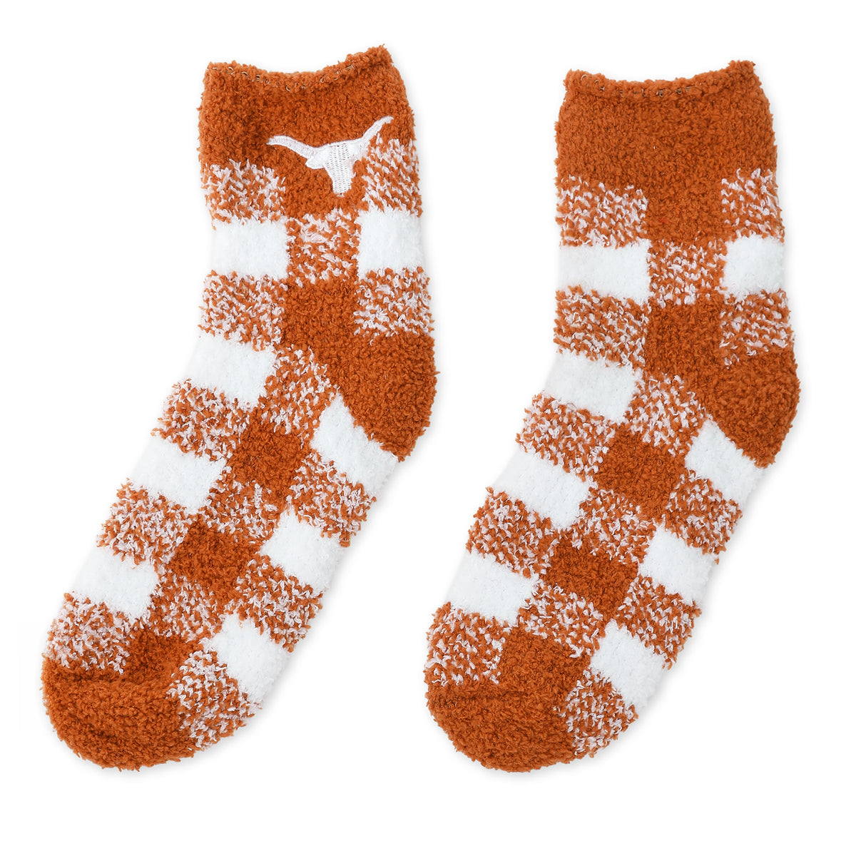 ZooZatZ Texas Longhorns Checkered Fuzzy Sock