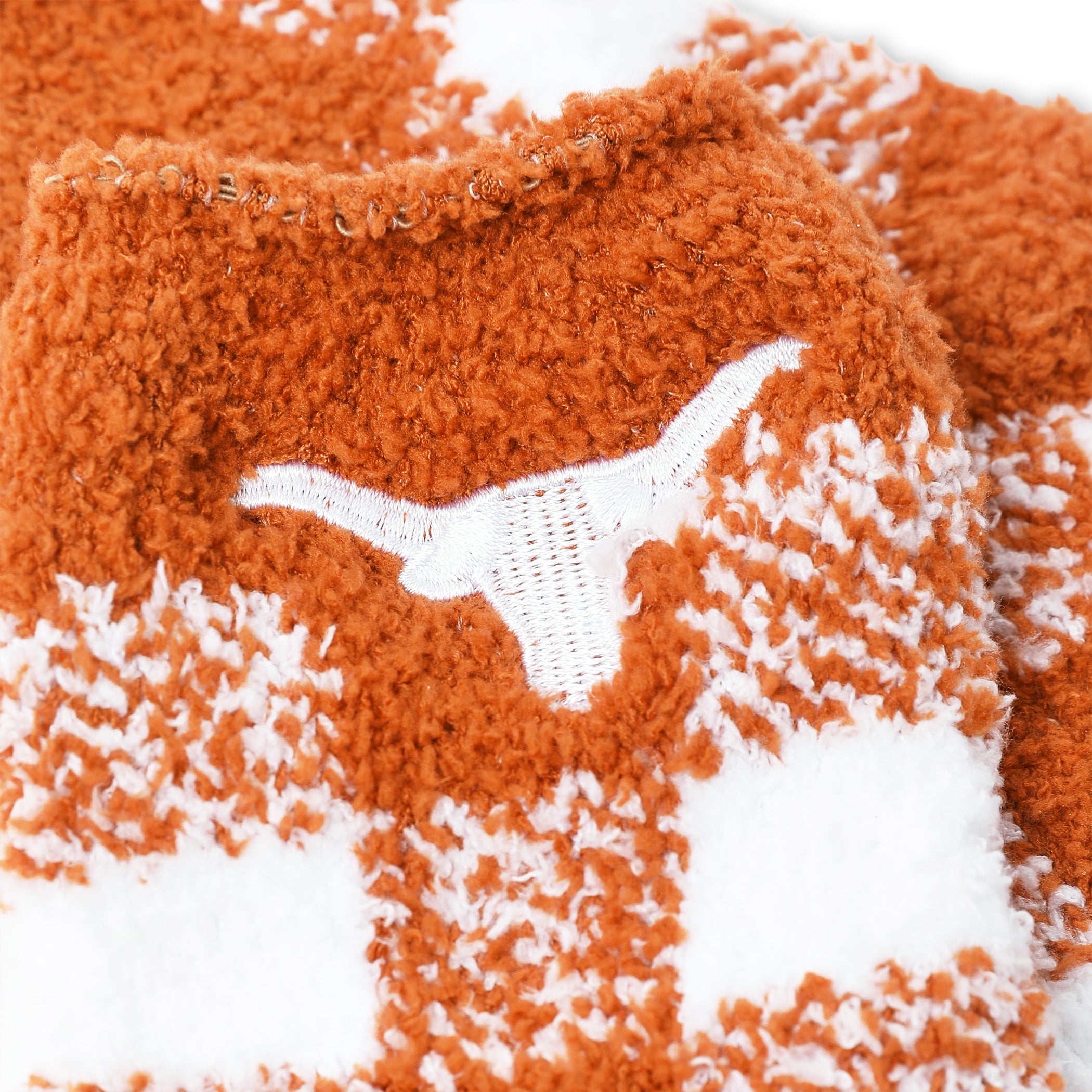 ZooZatZ Texas Longhorns Checkered Fuzzy Sock