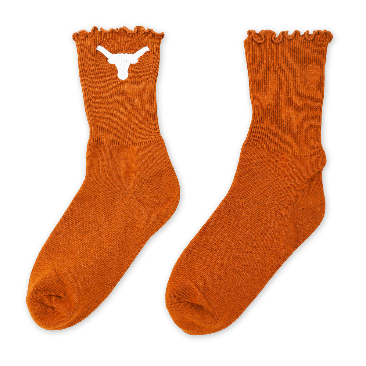 ZooZatZ Texas Longhorns Girls Lettuce Hem Sock