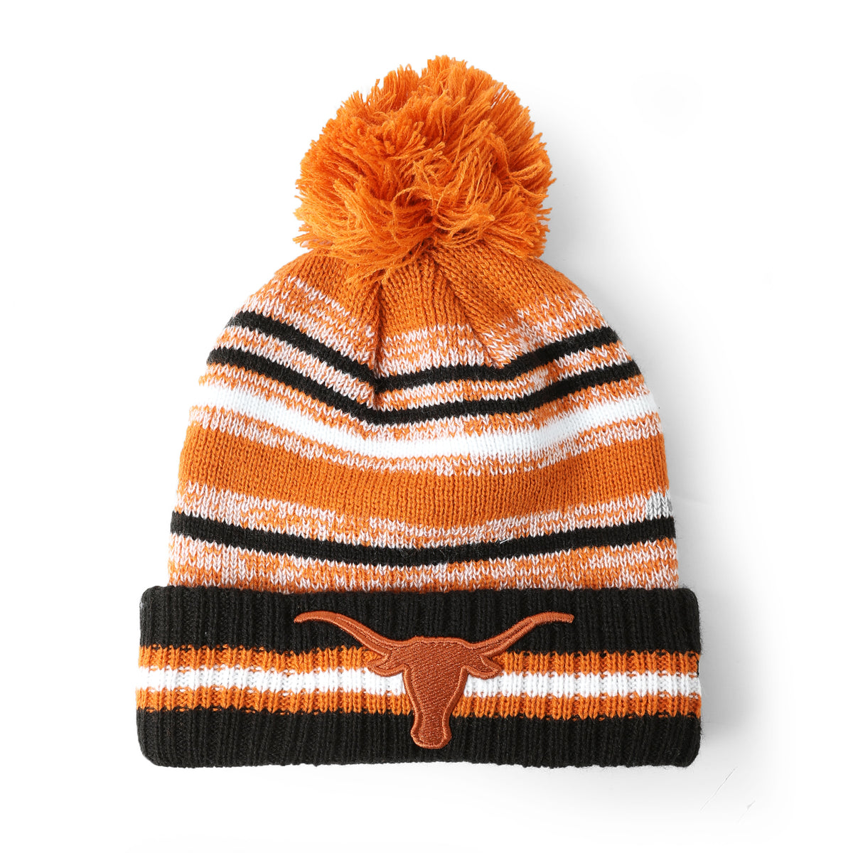 New Era Texas Longhorns Cheer Stripe Cuff Pom Knit Beanie